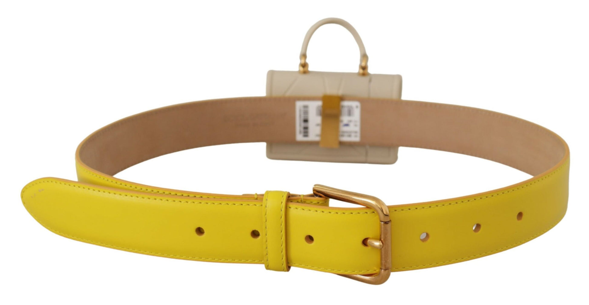 Dolce & Gabbana Yellow Leather Devotion Heart Micro Bag Headphones Belt - Whispers Of Wisdom Clothing