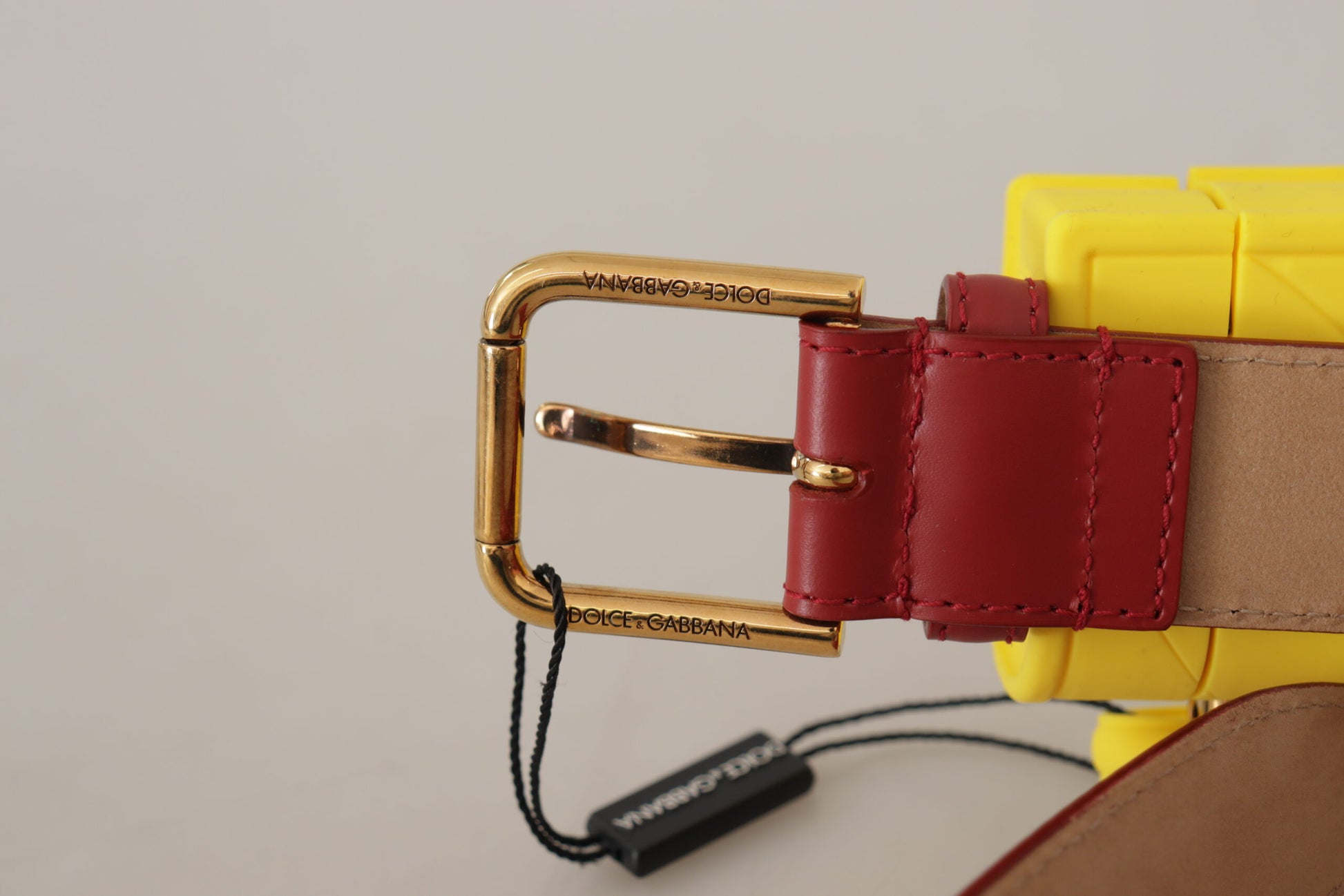 Dolce & Gabbana Red Leather Yellow DEVOTION Heart Bag Buckle Belt - Whispers Of Wisdom Clothing