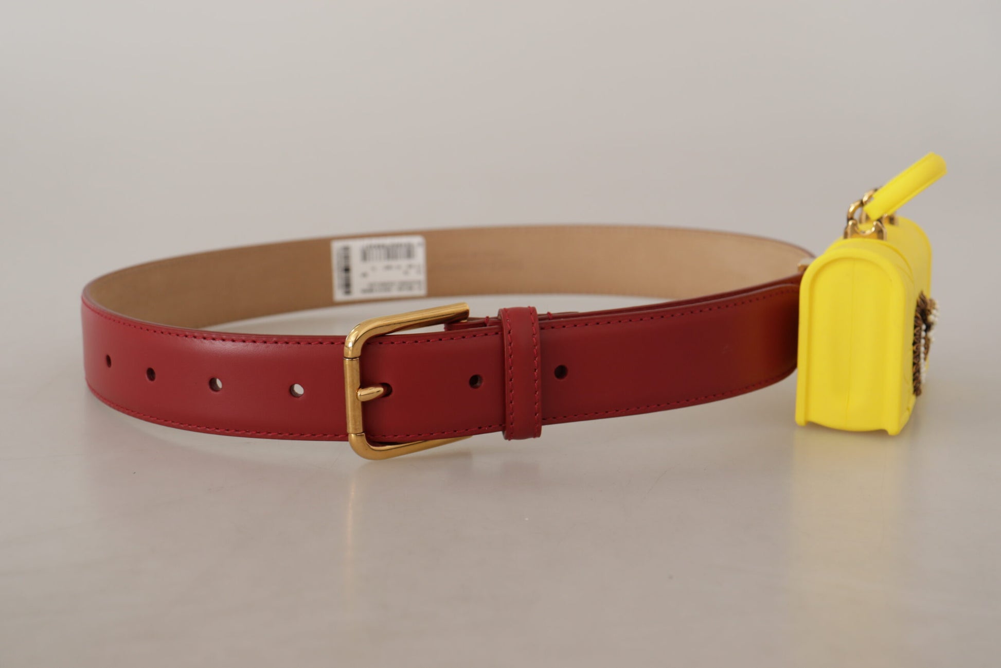 Dolce & Gabbana Red Leather Yellow DEVOTION Heart Bag Buckle Belt - Whispers Of Wisdom Clothing