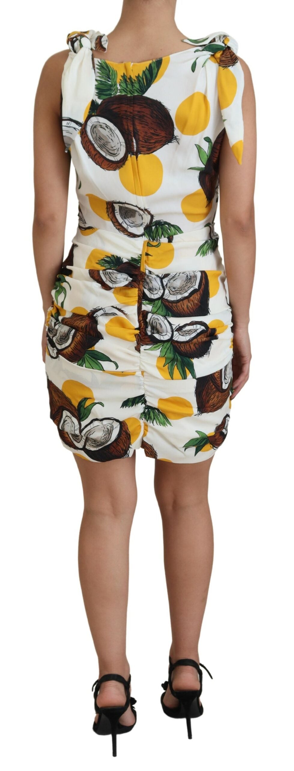Dolce & Gabbana White Coconut Print Sheath Mini Silk Dress - Whispers Of Wisdom Clothing