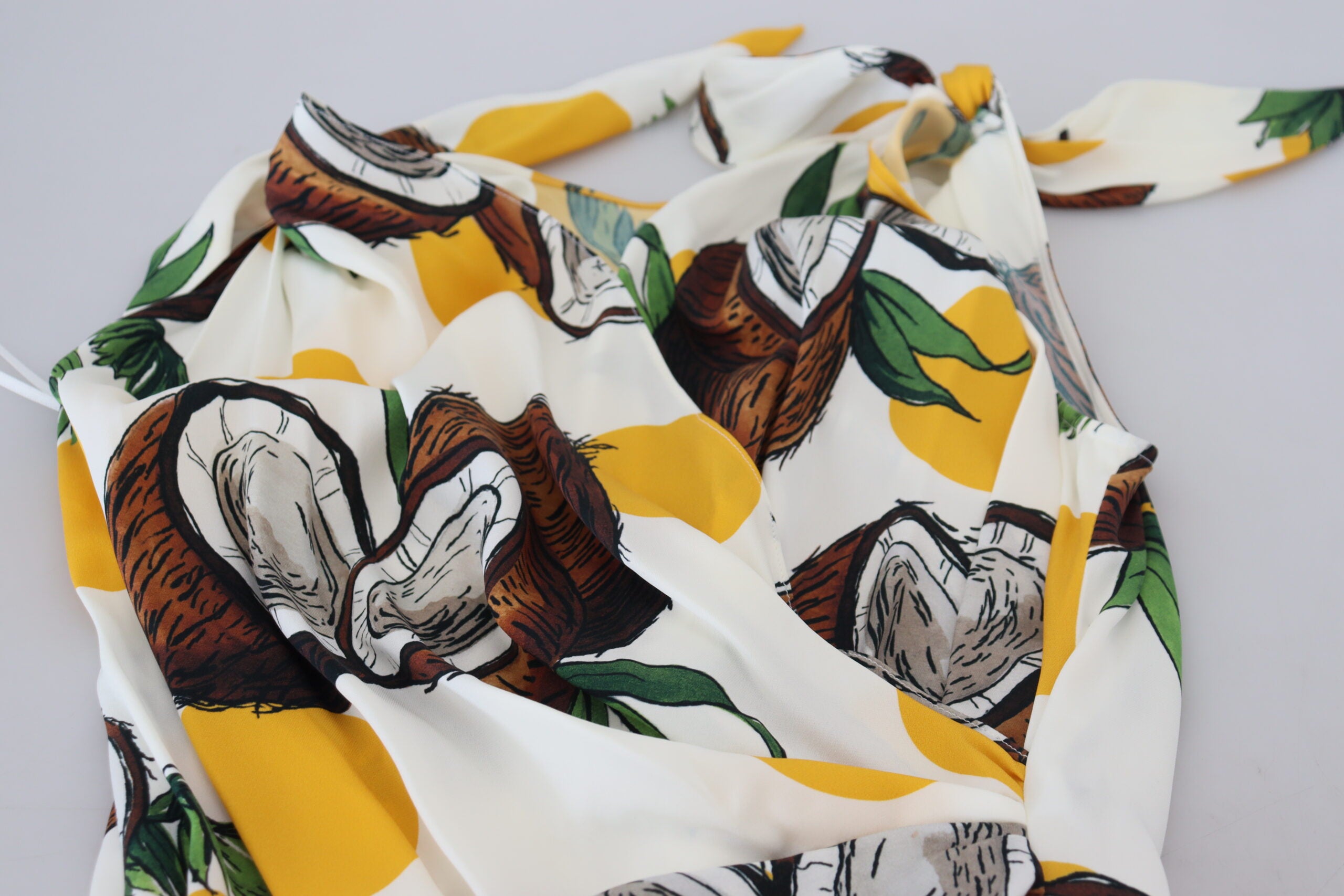 Dolce & Gabbana White Coconut Print Sheath Mini Silk Dress - Whispers Of Wisdom Clothing