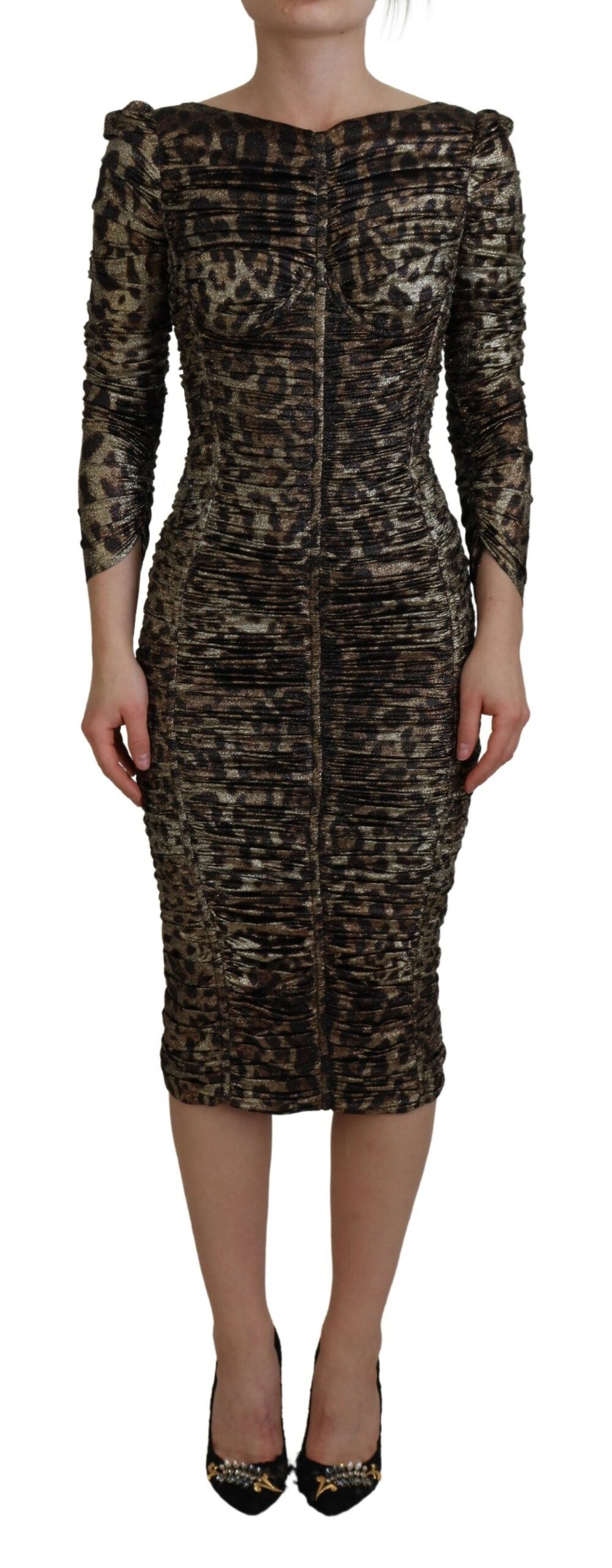 Dolce & Gabbana Multicolor Leopard Bodycon Sheath Midi Dress - Whispers Of Wisdom Clothing