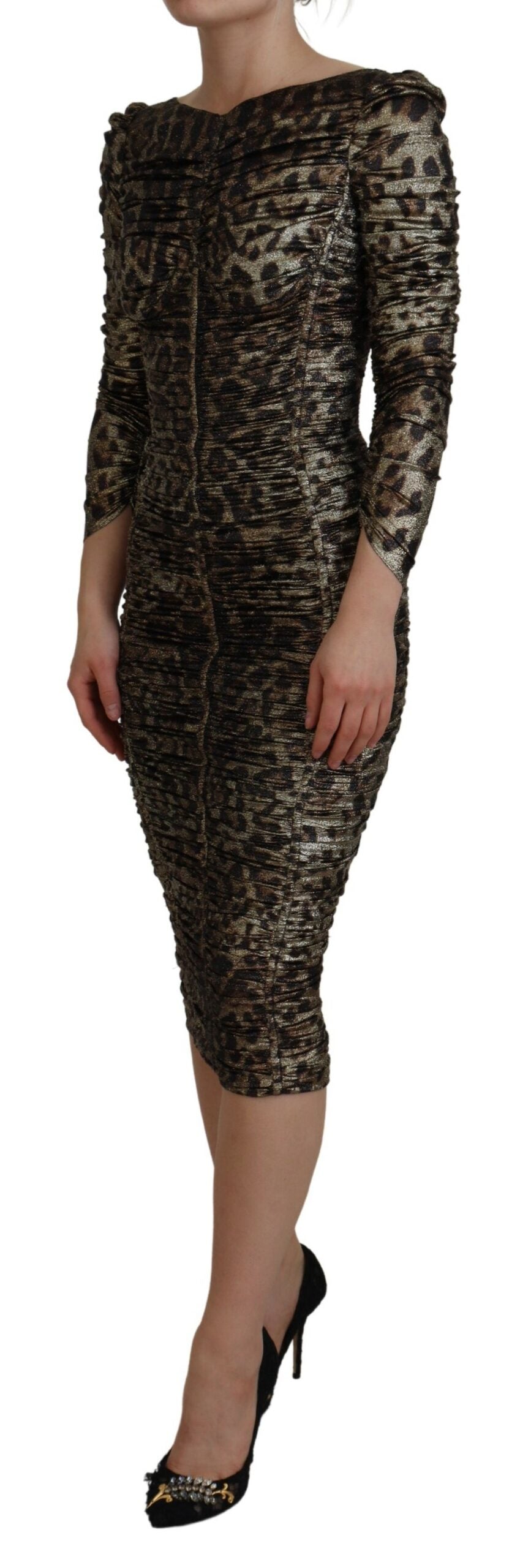 Dolce & Gabbana Multicolor Leopard Bodycon Sheath Midi Dress - Whispers Of Wisdom Clothing