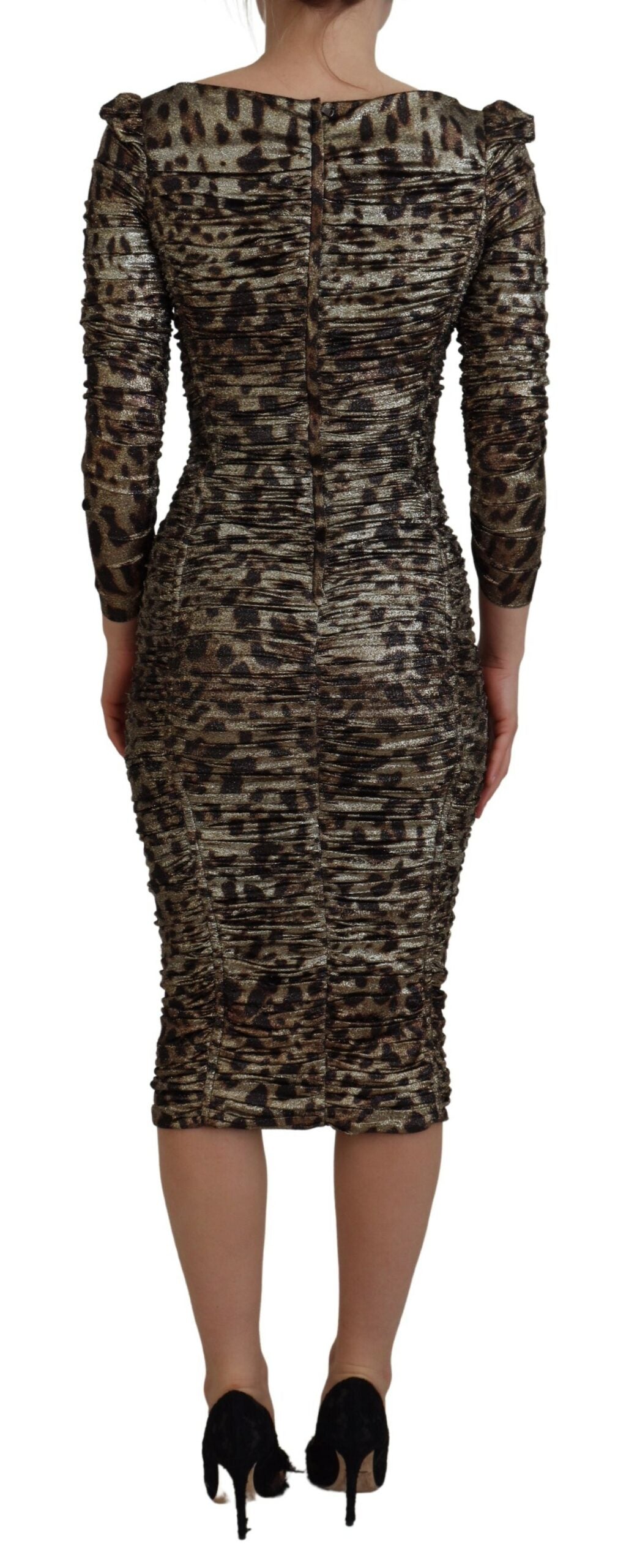 Dolce & Gabbana Multicolor Leopard Bodycon Sheath Midi Dress - Whispers Of Wisdom Clothing