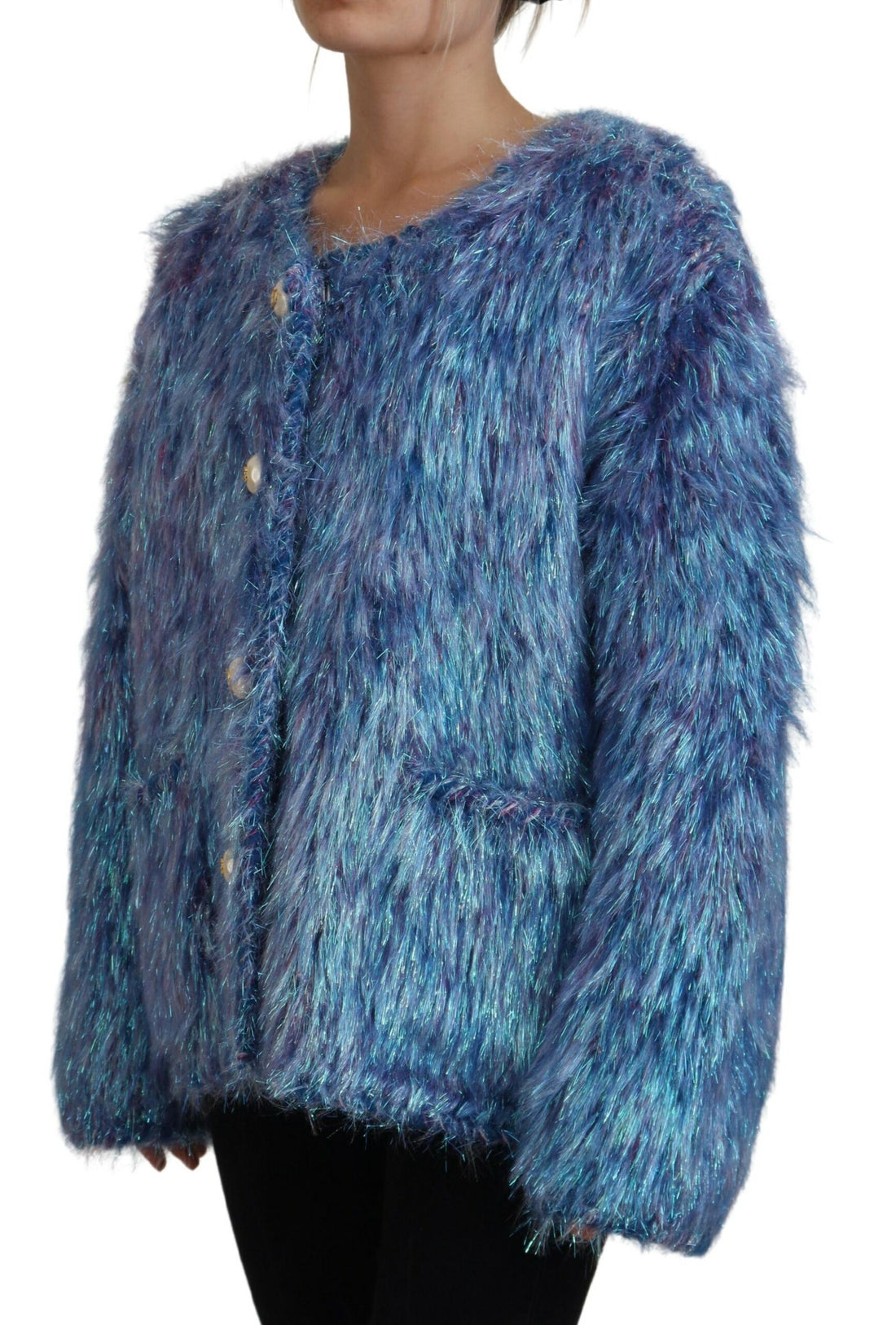 Dolce & Gabbana Multicolor Polyester Fringes Coat Jacket - Whispers Of Wisdom Clothing