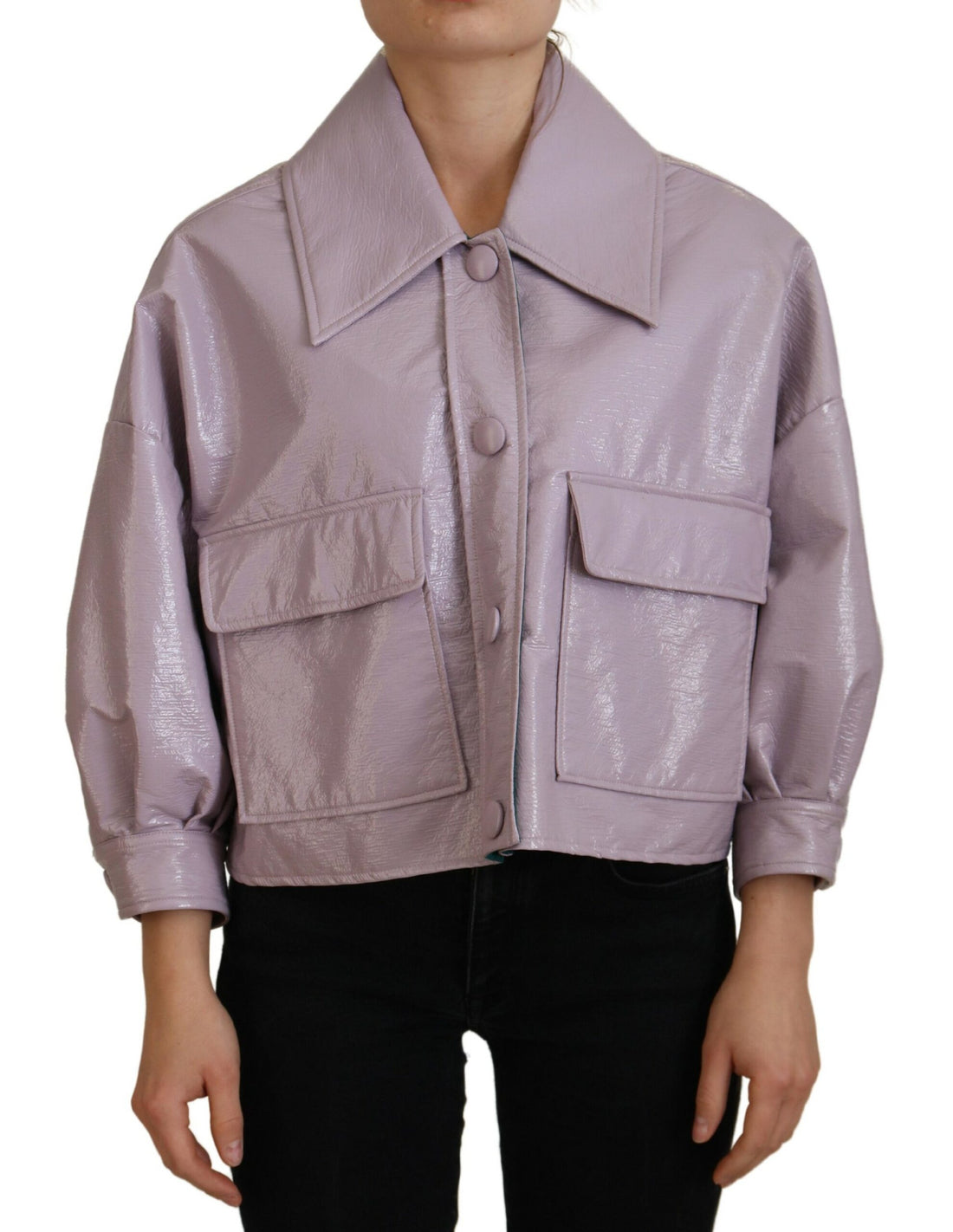 Dolce & Gabbana Purple Cotton Button Down Cropped Jacket - Whispers Of Wisdom Clothing