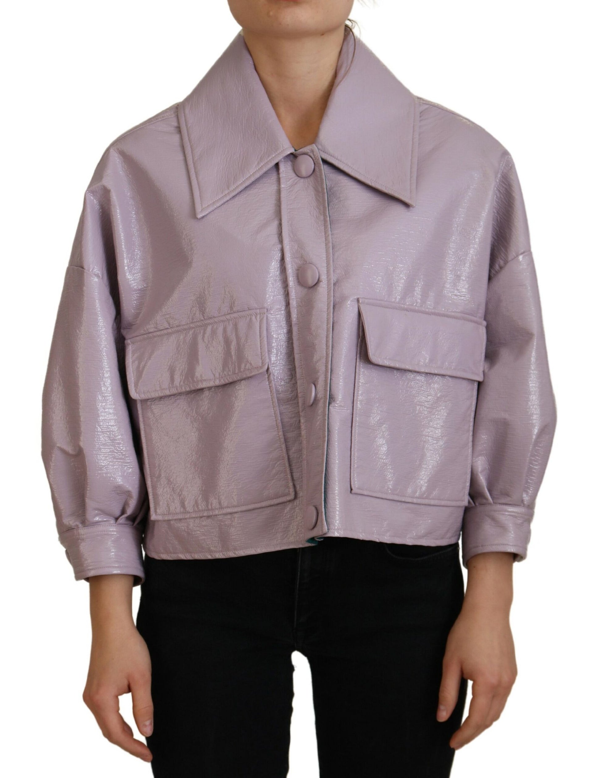 Dolce & Gabbana Purple Cotton Button Down Cropped Jacket - Whispers Of Wisdom Clothing