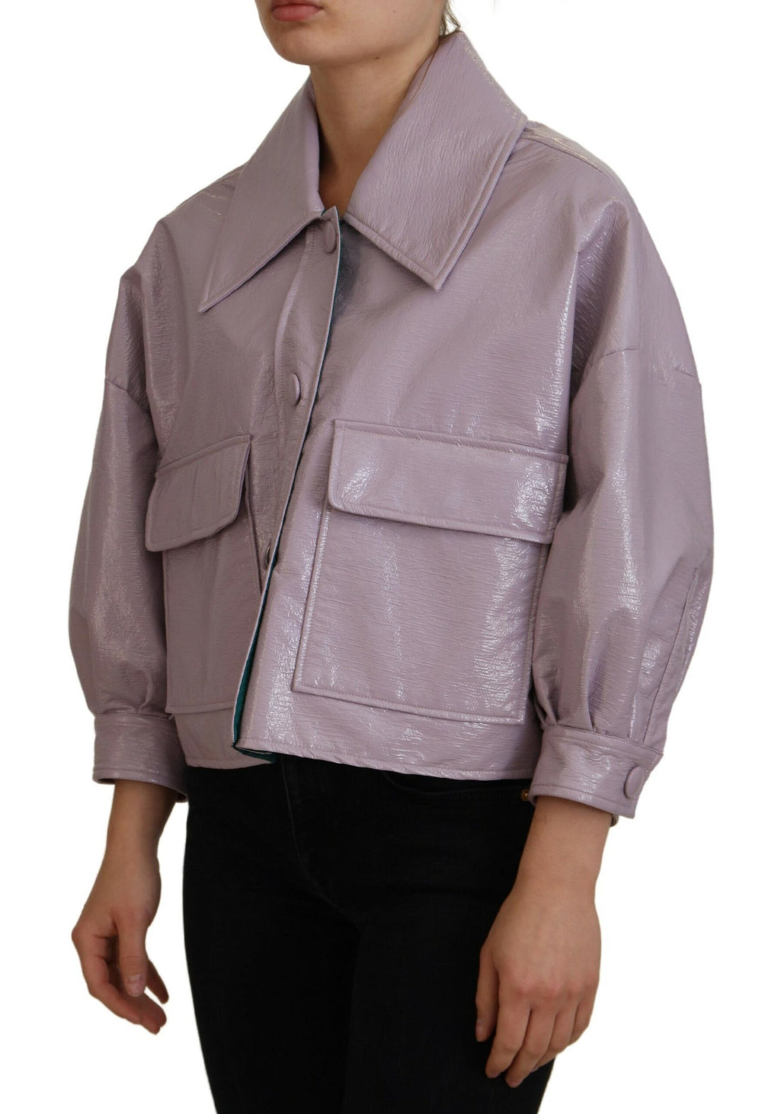Dolce & Gabbana Purple Cotton Button Down Cropped Jacket - Whispers Of Wisdom Clothing