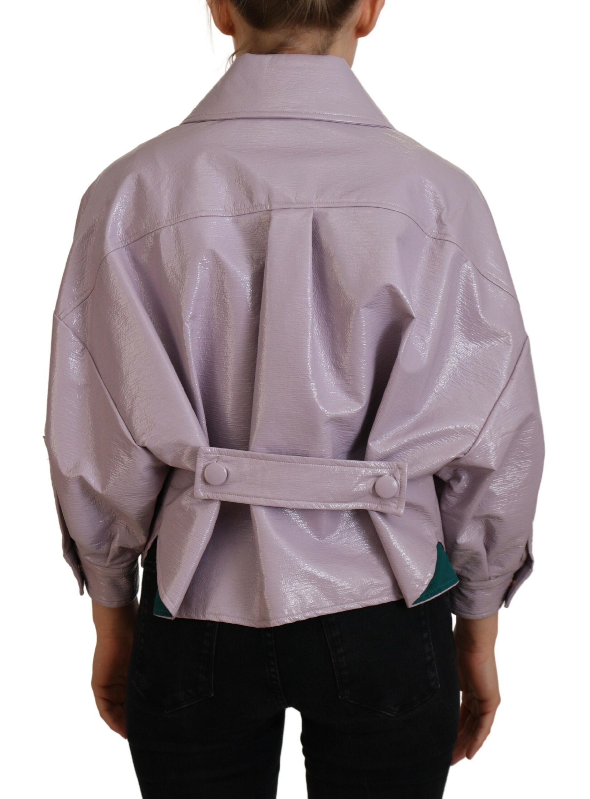 Dolce & Gabbana Purple Cotton Button Down Cropped Jacket - Whispers Of Wisdom Clothing