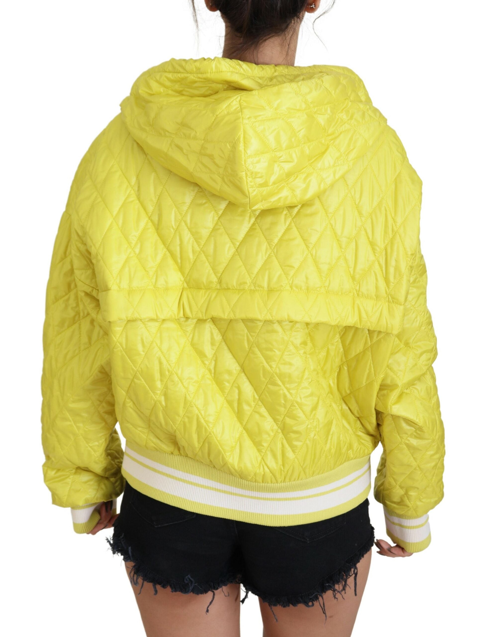 Dolce & Gabbana Yellow Nylon Quilted Hooded Pullover Jacket - Whispers Of Wisdom Clothing