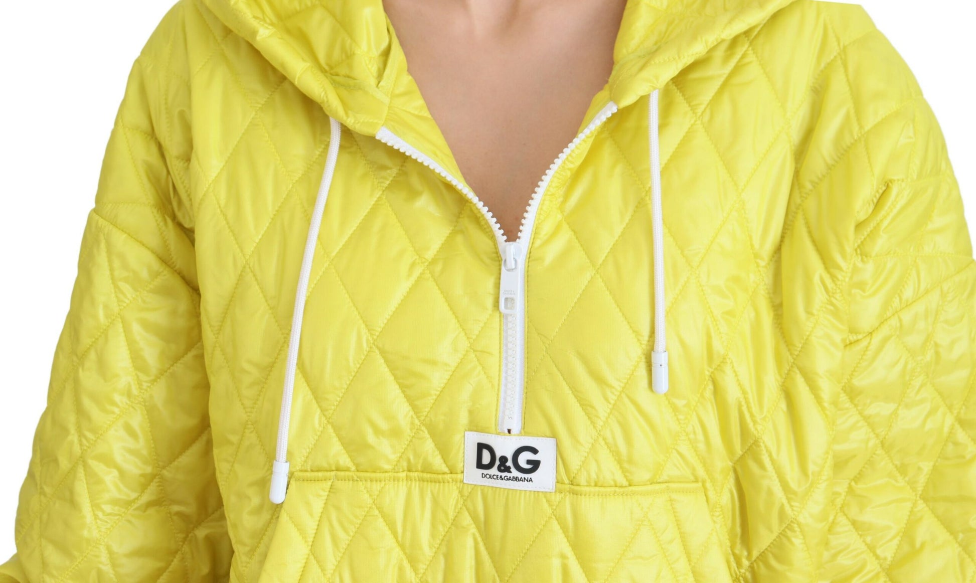 Dolce & Gabbana Yellow Nylon Quilted Hooded Pullover Jacket - Whispers Of Wisdom Clothing