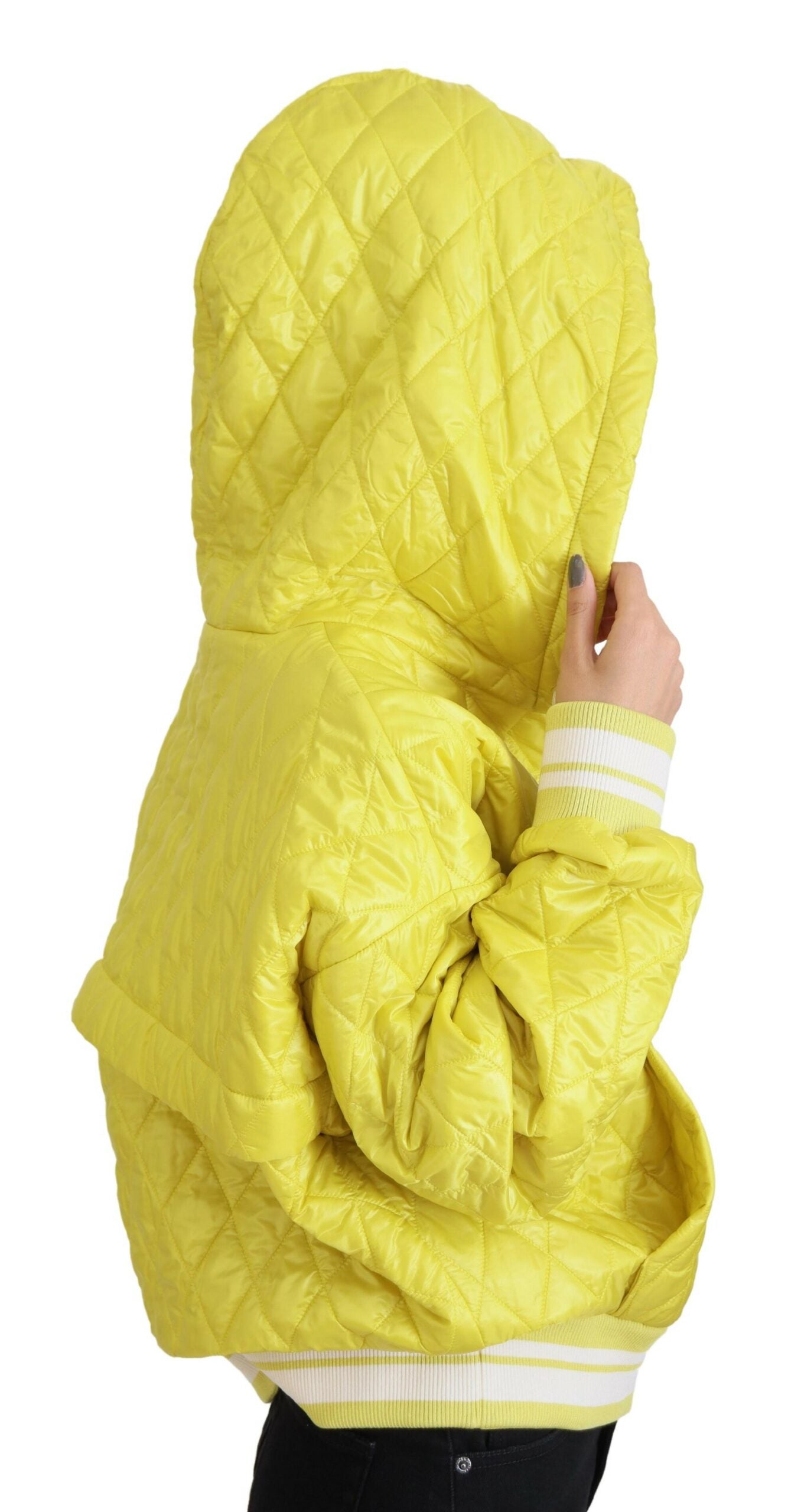 Dolce & Gabbana Yellow Nylon Quilted Hooded Pullover Jacket - Whispers Of Wisdom Clothing