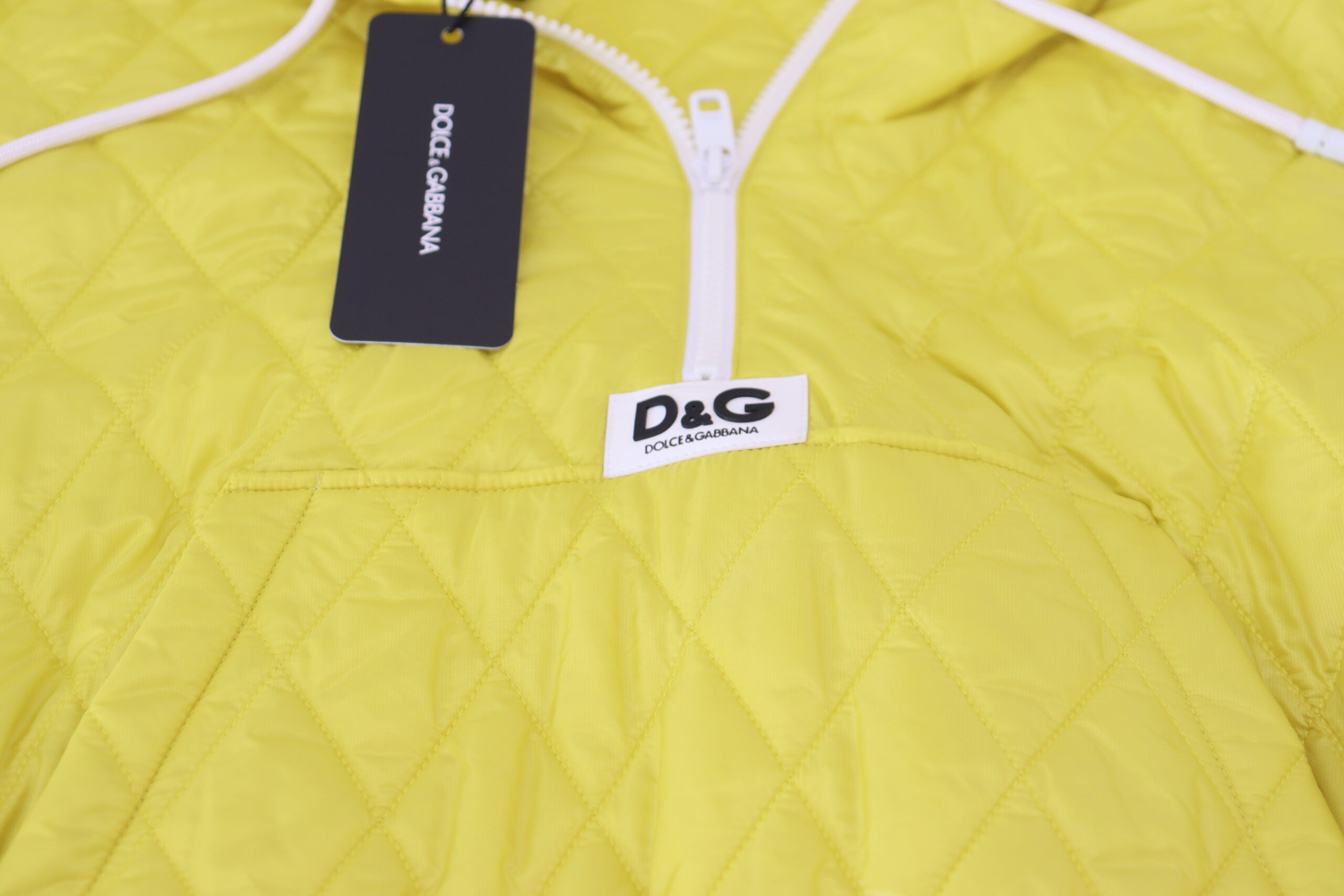 Dolce & Gabbana Yellow Nylon Quilted Hooded Pullover Jacket - Whispers Of Wisdom Clothing