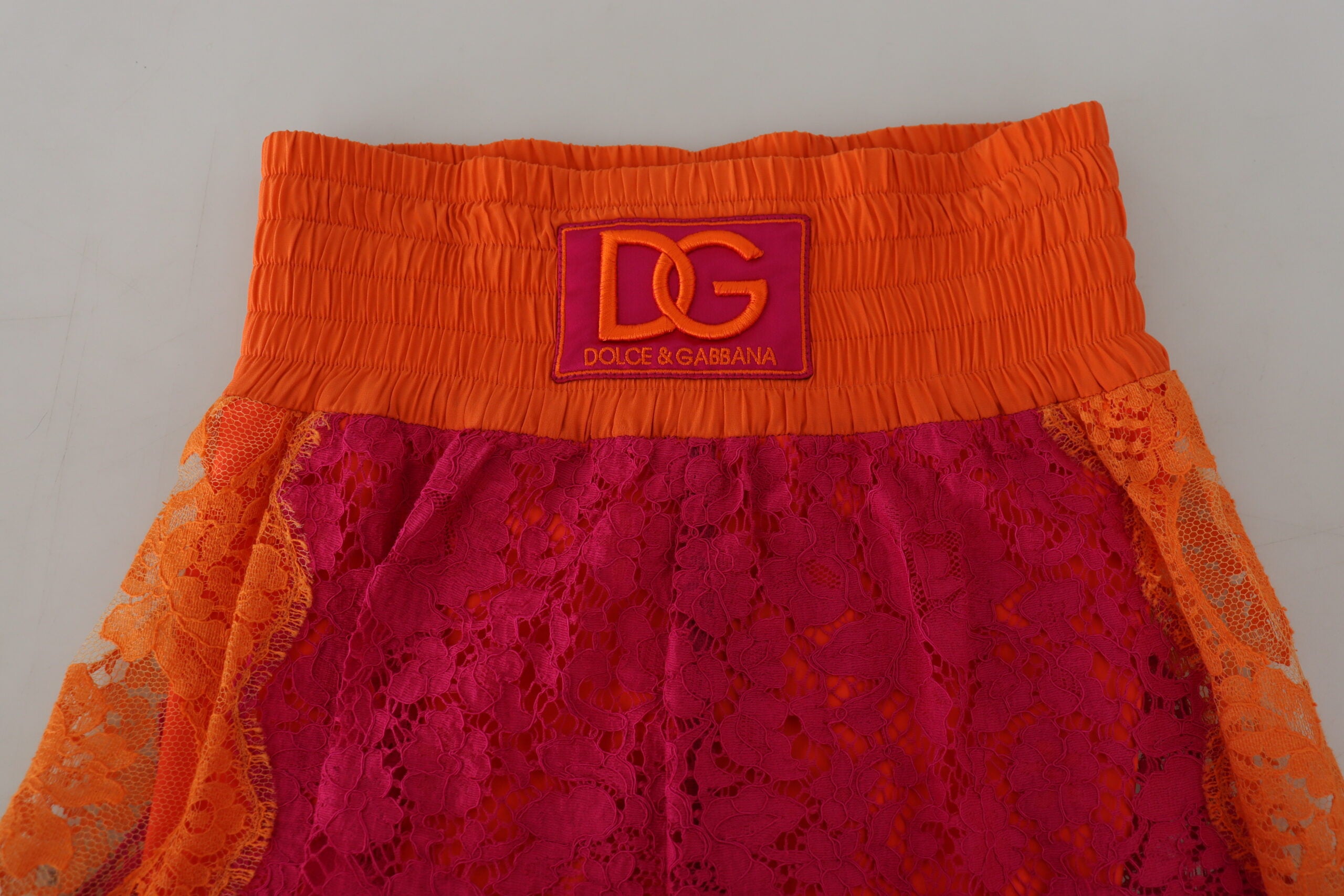 Dolce & Gabbana Pink Orange Lace Cotton High Waist Shorts - Whispers Of Wisdom Clothing