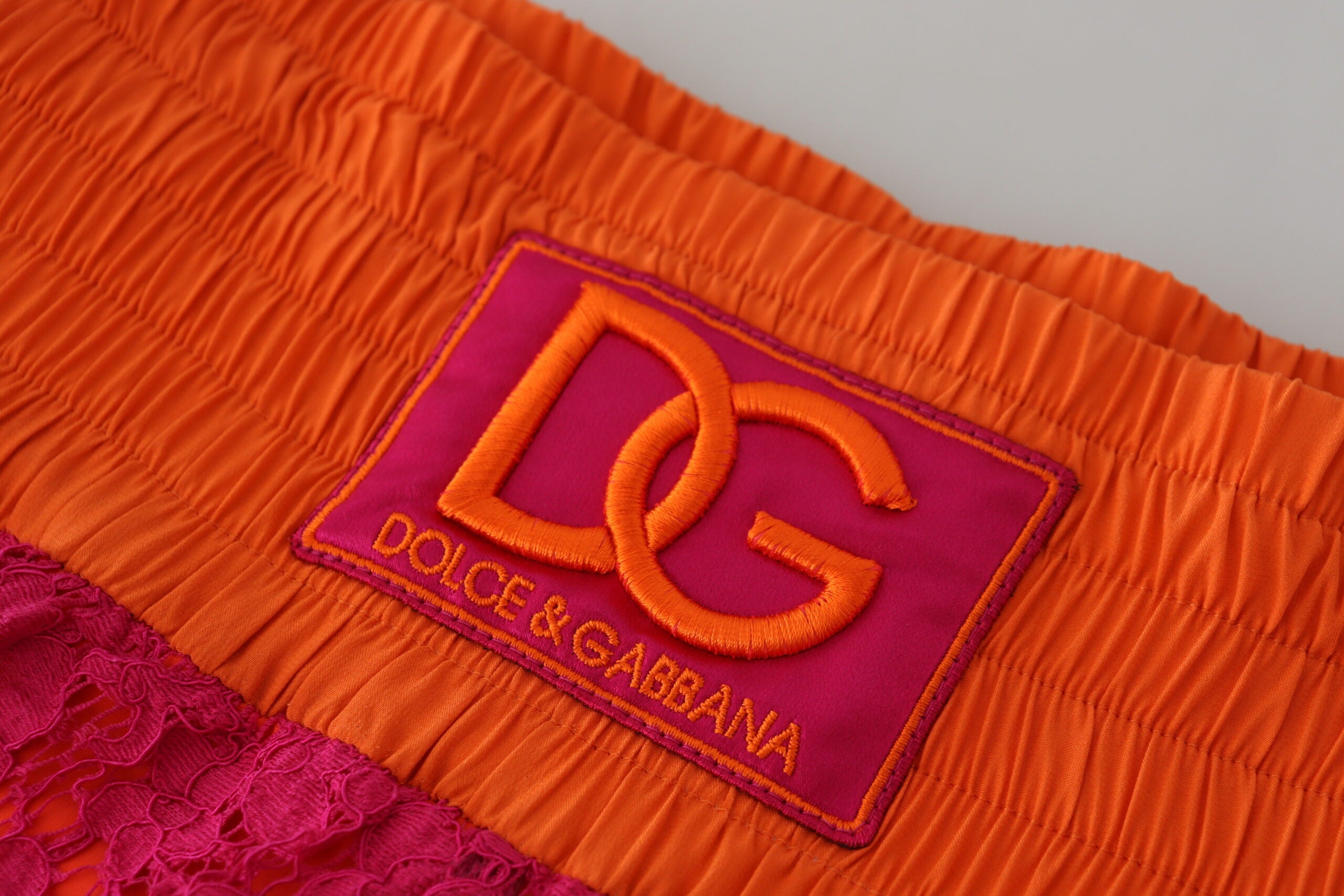 Dolce & Gabbana Pink Orange Lace Cotton High Waist Shorts - Whispers Of Wisdom Clothing