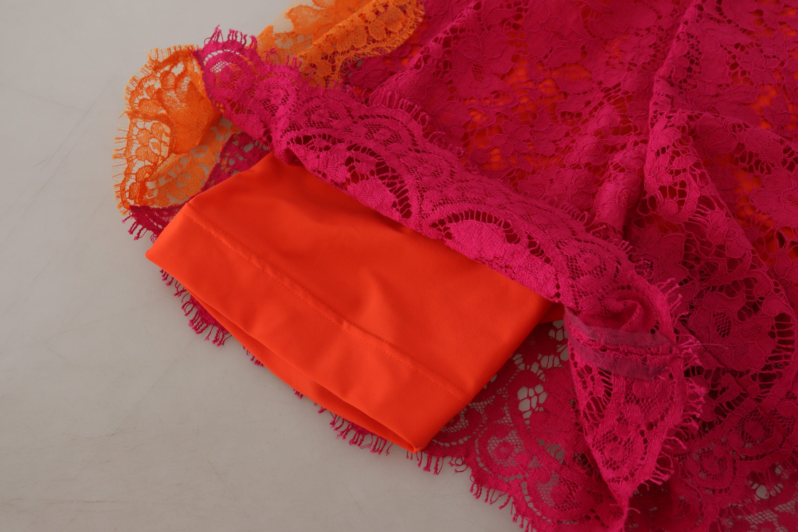 Dolce & Gabbana Pink Orange Lace Cotton High Waist Shorts - Whispers Of Wisdom Clothing