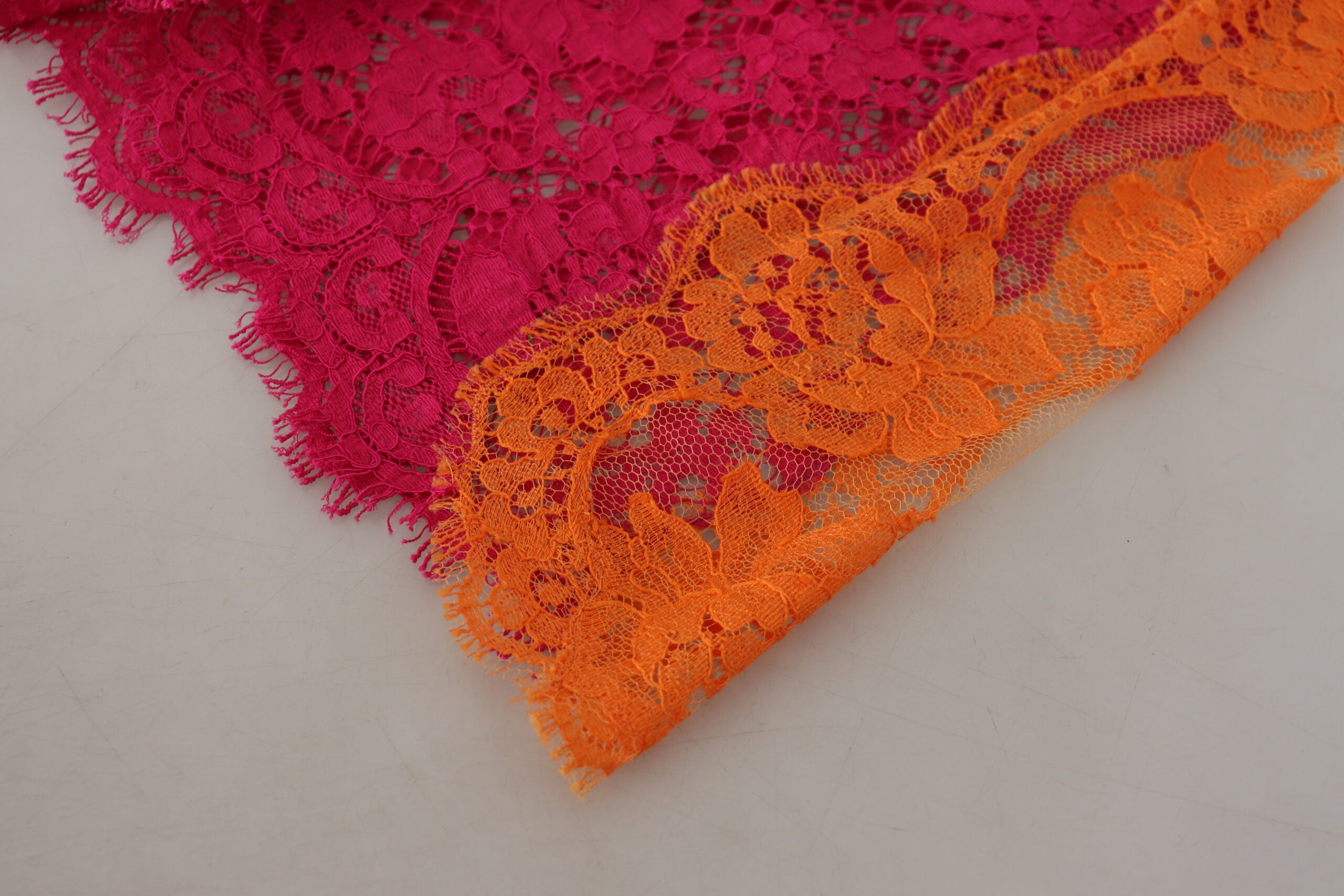 Dolce & Gabbana Pink Orange Lace Cotton High Waist Shorts - Whispers Of Wisdom Clothing