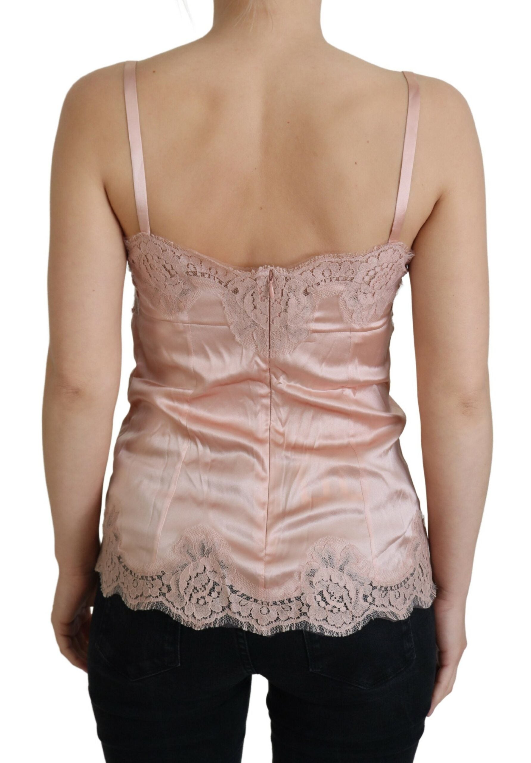 Dolce & Gabbana Pink Satin Lace Roses Tank Top Lingerie - Whispers Of Wisdom Clothing