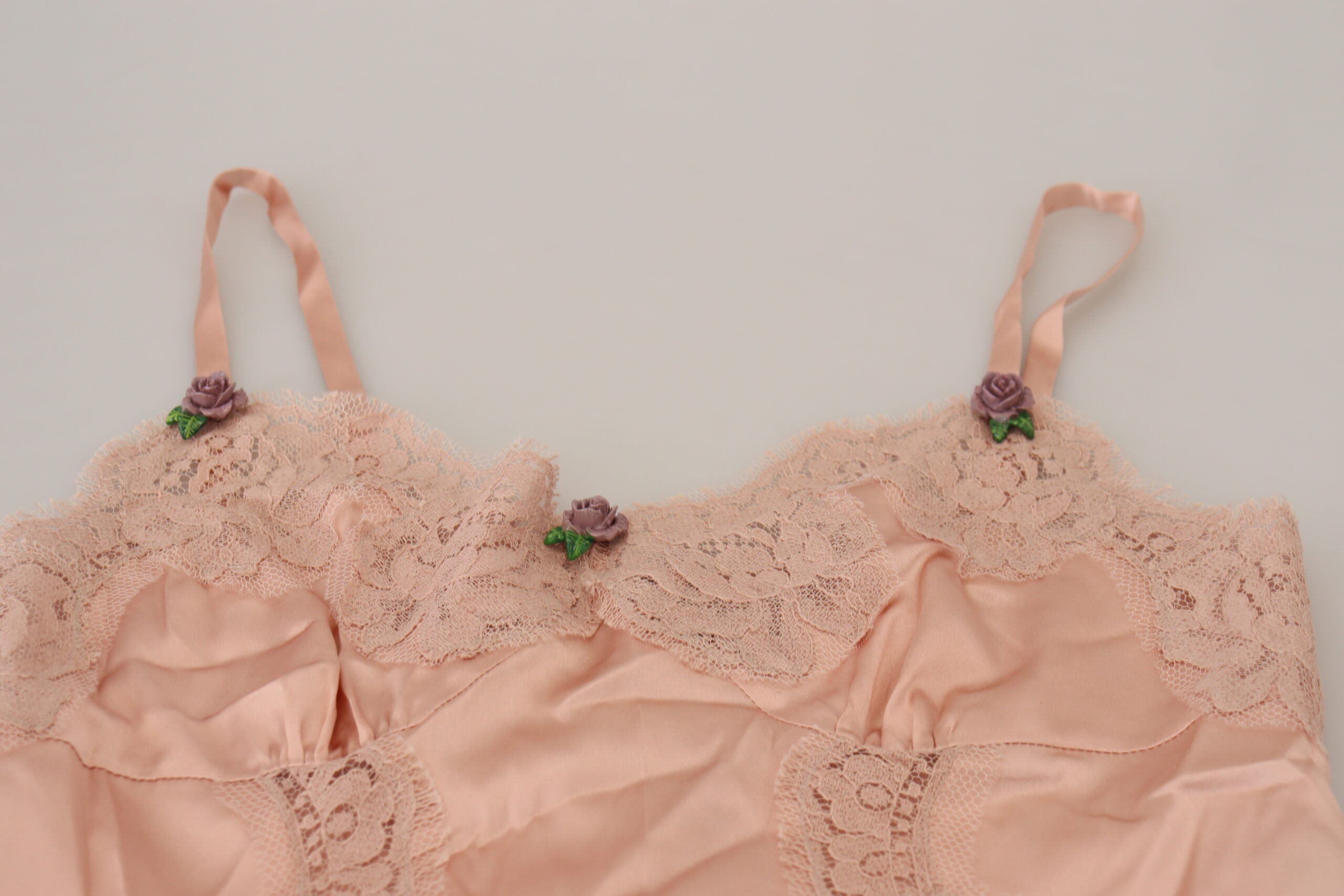 Dolce & Gabbana Pink Satin Lace Roses Tank Top Lingerie - Whispers Of Wisdom Clothing