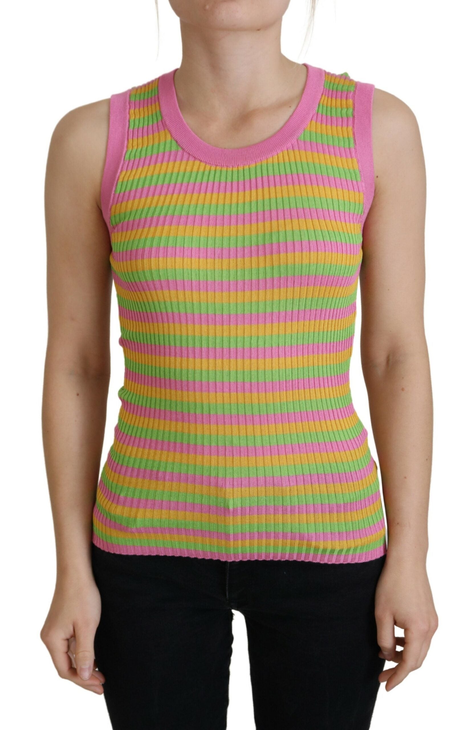 Dolce & Gabbana Multicolor Silk Vest Pullover Tank Top - Whispers Of Wisdom Clothing