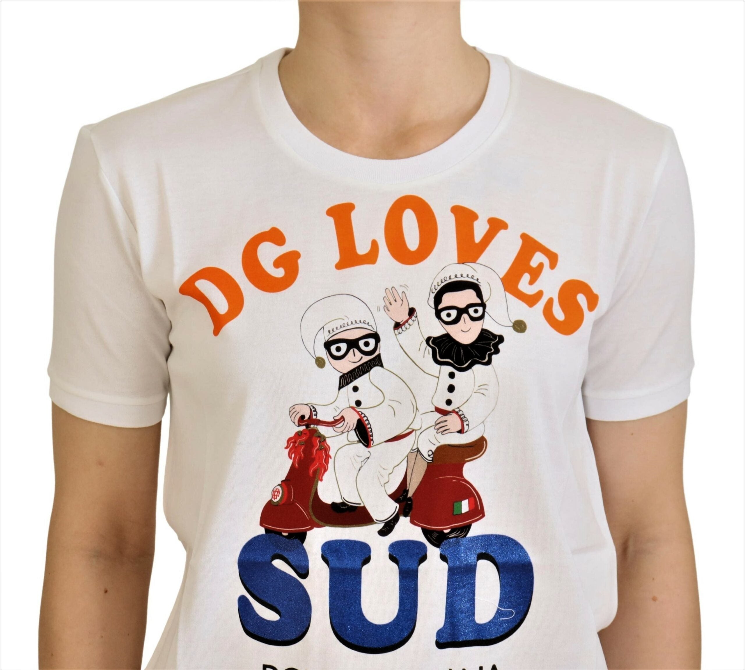 Dolce & Gabbana White Cotton DG Loves SUD  T-shirt - Whispers Of Wisdom Clothing