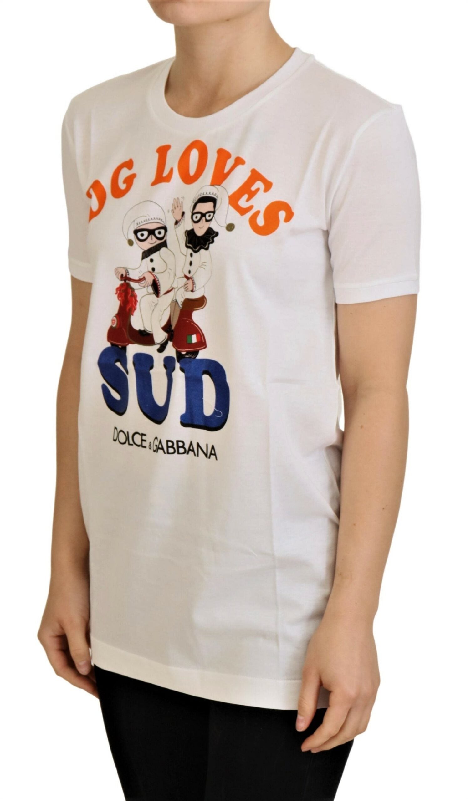 Dolce & Gabbana White Cotton DG Loves SUD  T-shirt - Whispers Of Wisdom Clothing
