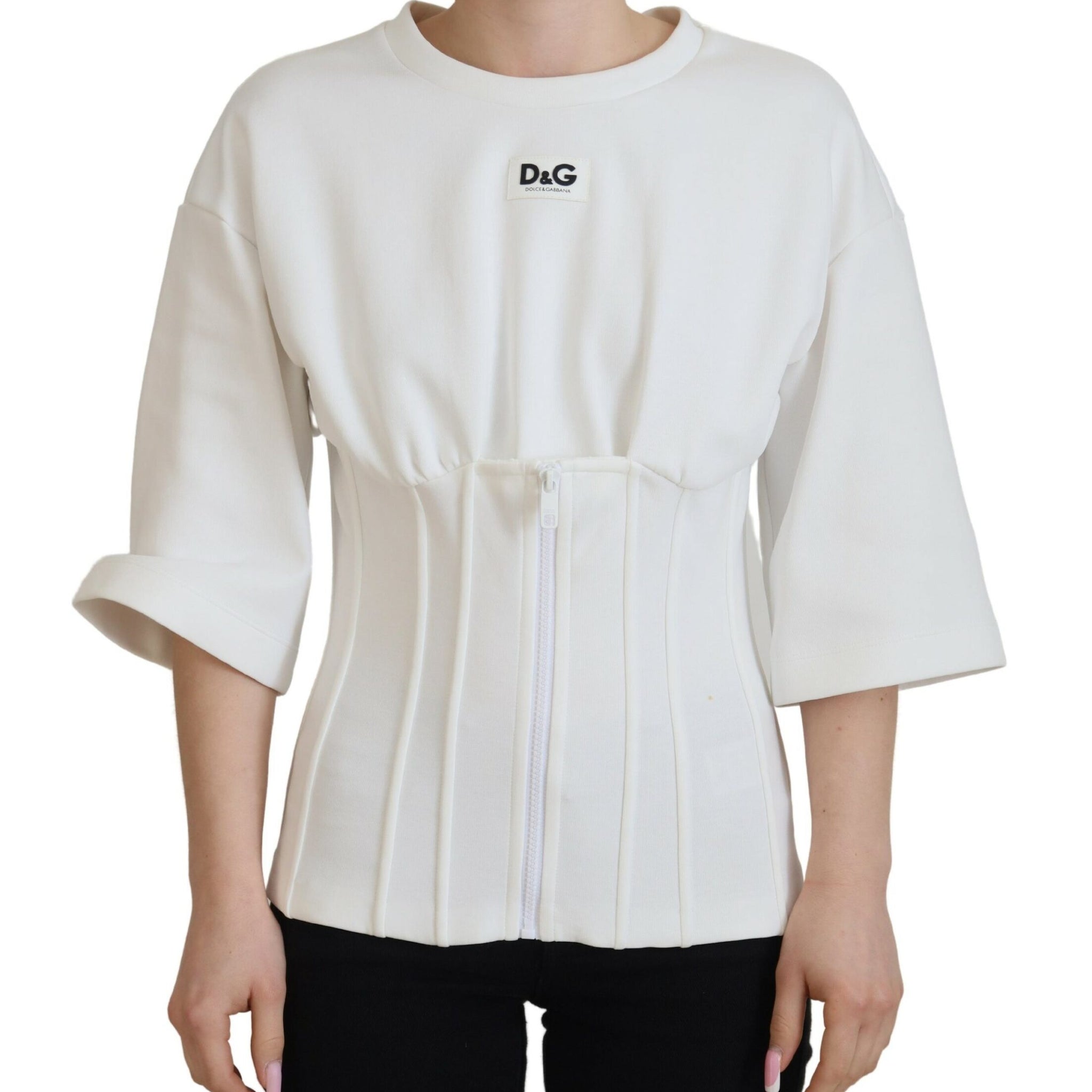 Dolce & Gabbana White Corset Stretch Cotton Top T-shirt - Whispers Of Wisdom Clothing