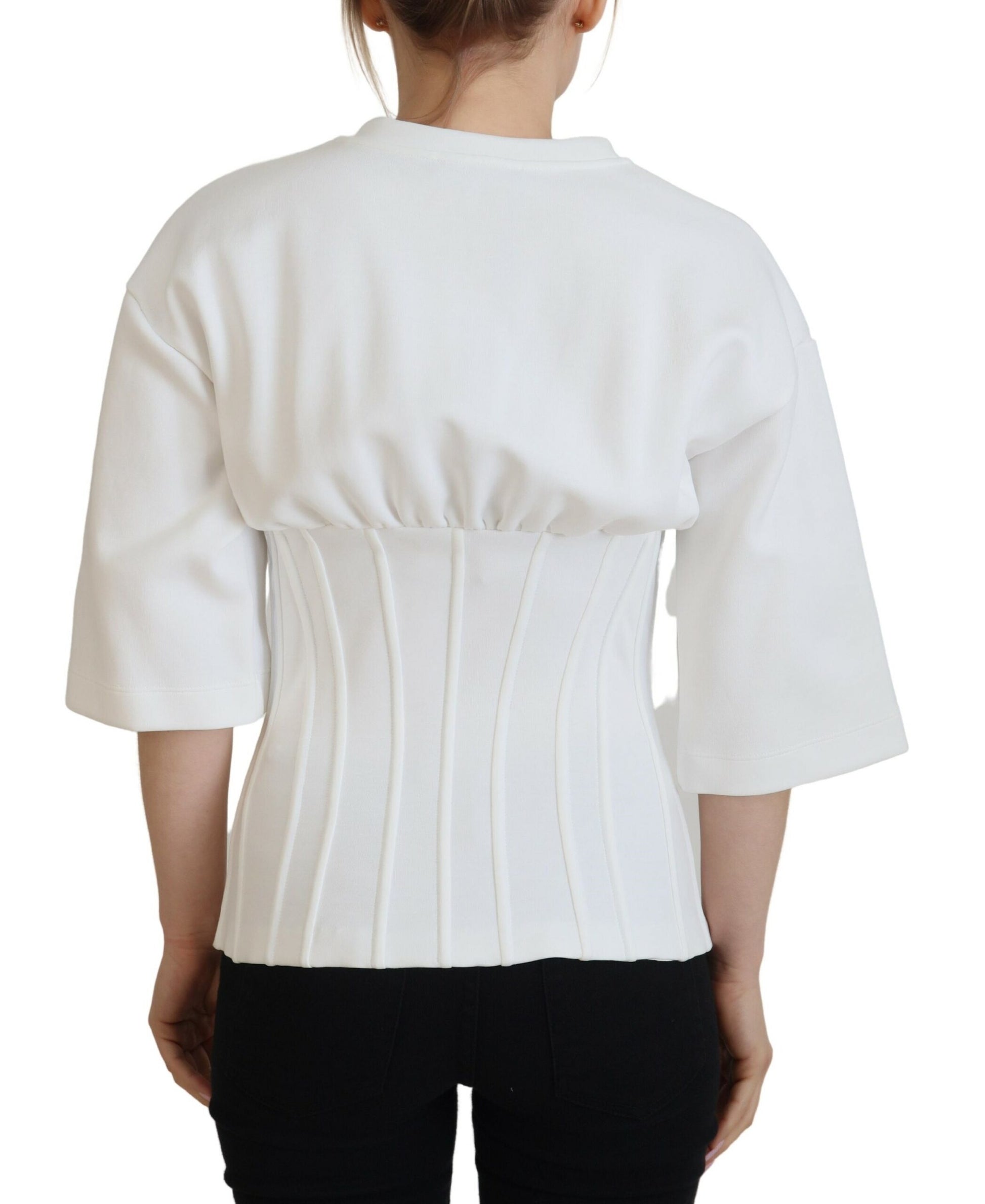 Dolce & Gabbana White Corset Stretch Cotton Top T-shirt - Whispers Of Wisdom Clothing