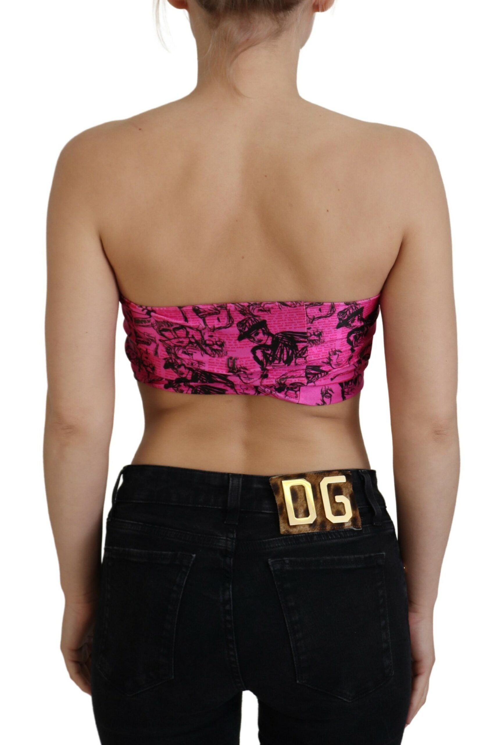 John Galliano Pink Newspaper Print Bra Cropped Blouse - Whispers Of Wisdom Clothing