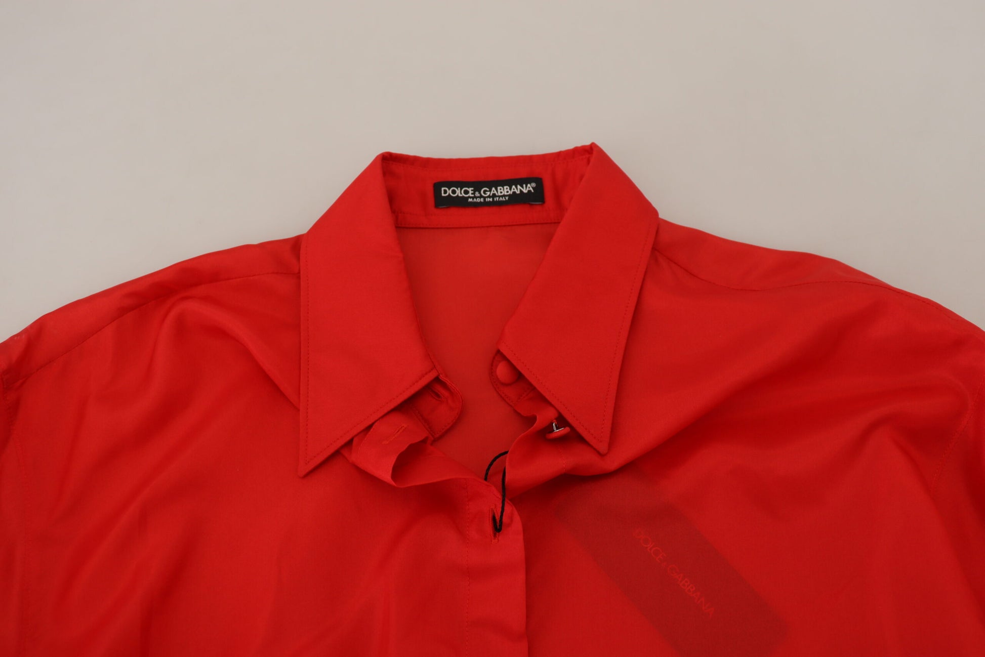 Dolce & Gabbana Red Silk Collared Long Sleeves Dress Shirt Top - Whispers Of Wisdom Clothing