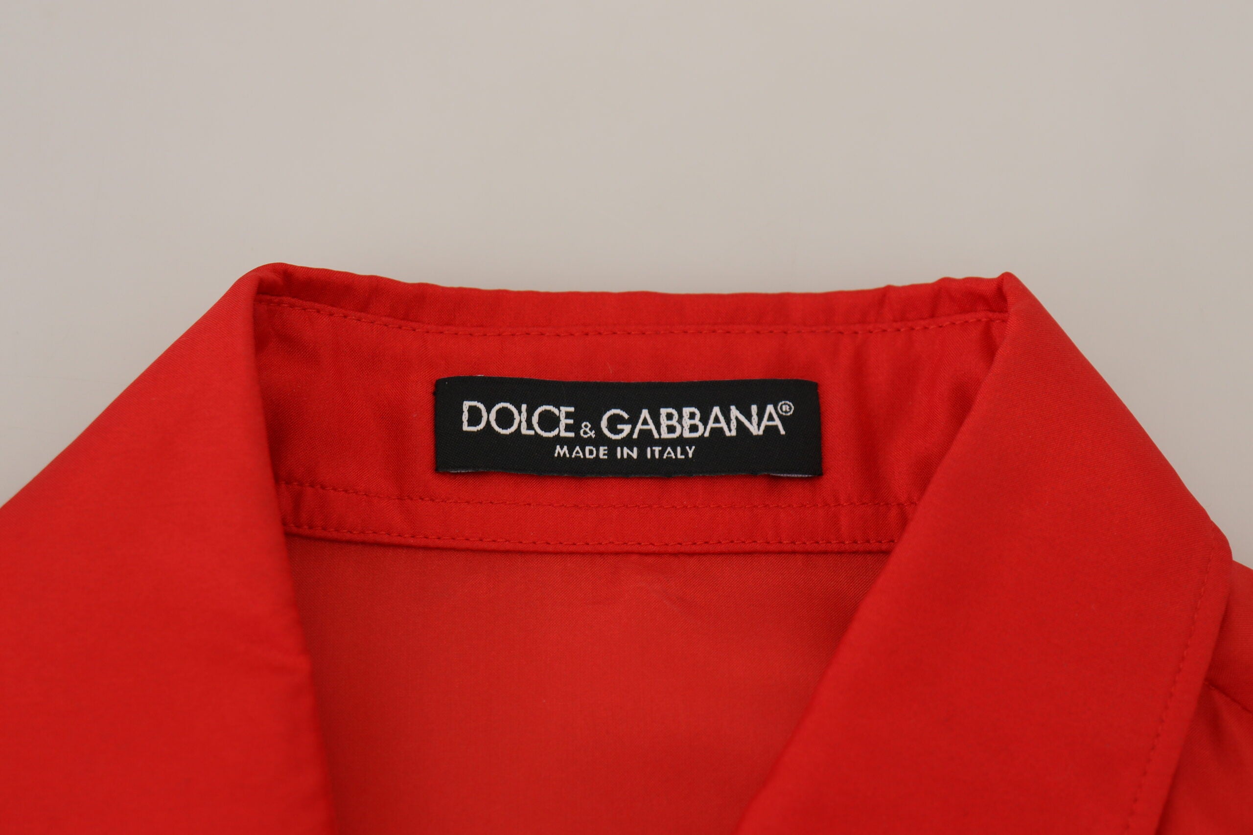 Dolce & Gabbana Red Silk Collared Long Sleeves Dress Shirt Top - Whispers Of Wisdom Clothing