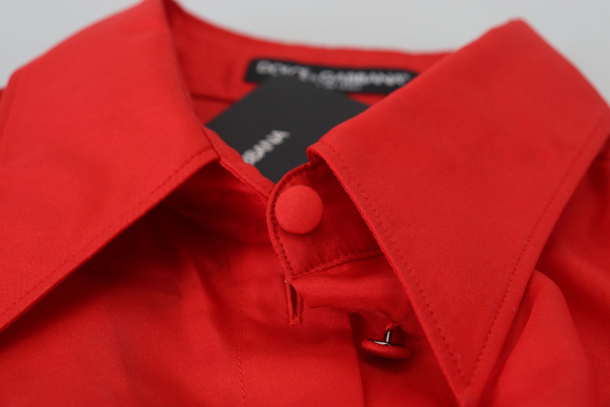 Dolce & Gabbana Red Silk Collared Long Sleeves Dress Shirt Top - Whispers Of Wisdom Clothing