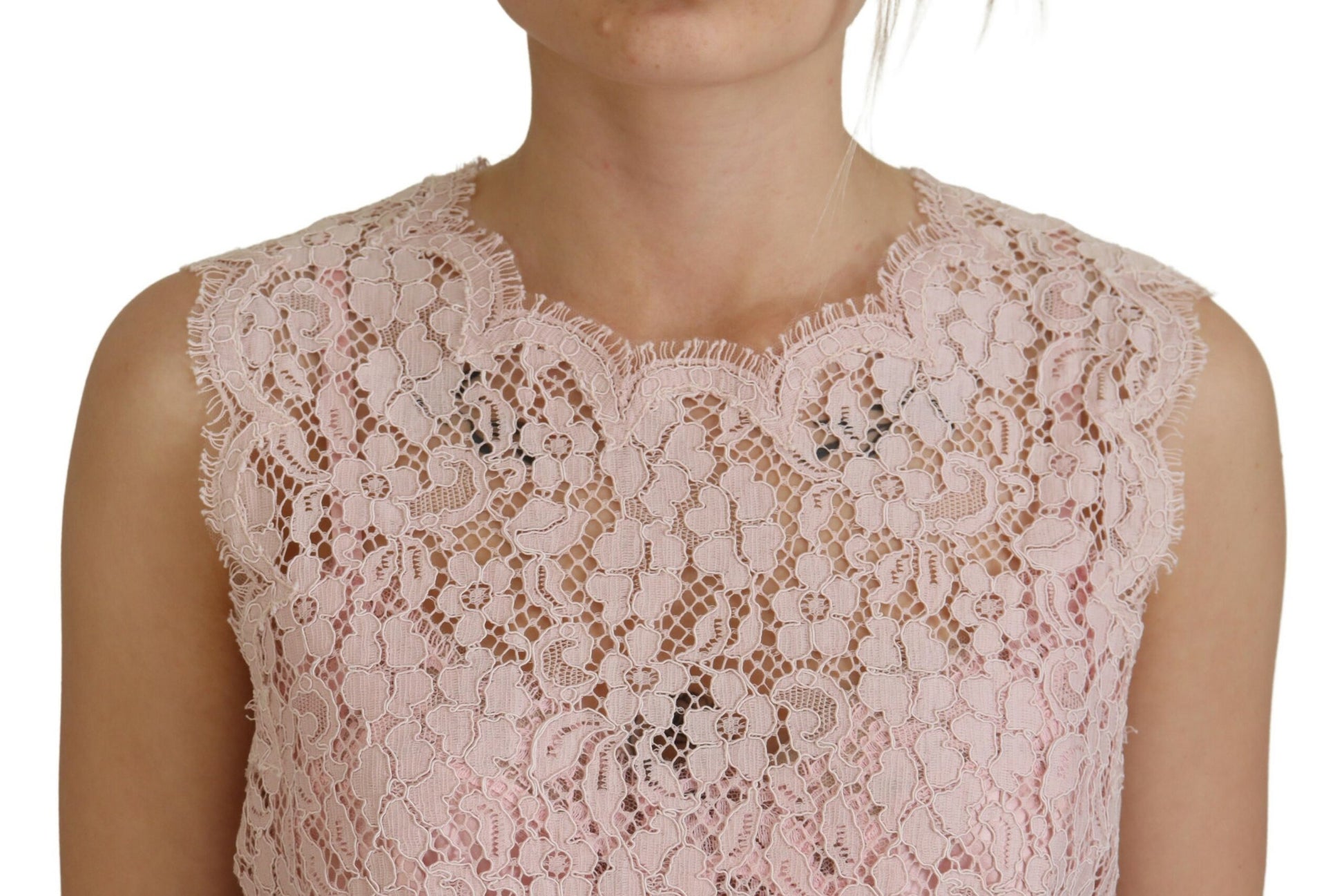 Dolce & Gabbana Pink Floral Lace Sleeveless Tank Blouse Top - Whispers Of Wisdom Clothing