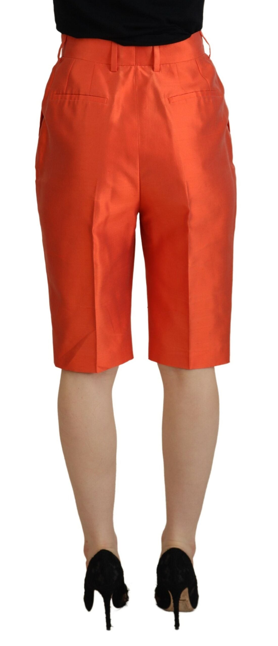 Dolce & Gabbana Orange Silk High Waist Cropped Pants - Whispers Of Wisdom Clothing