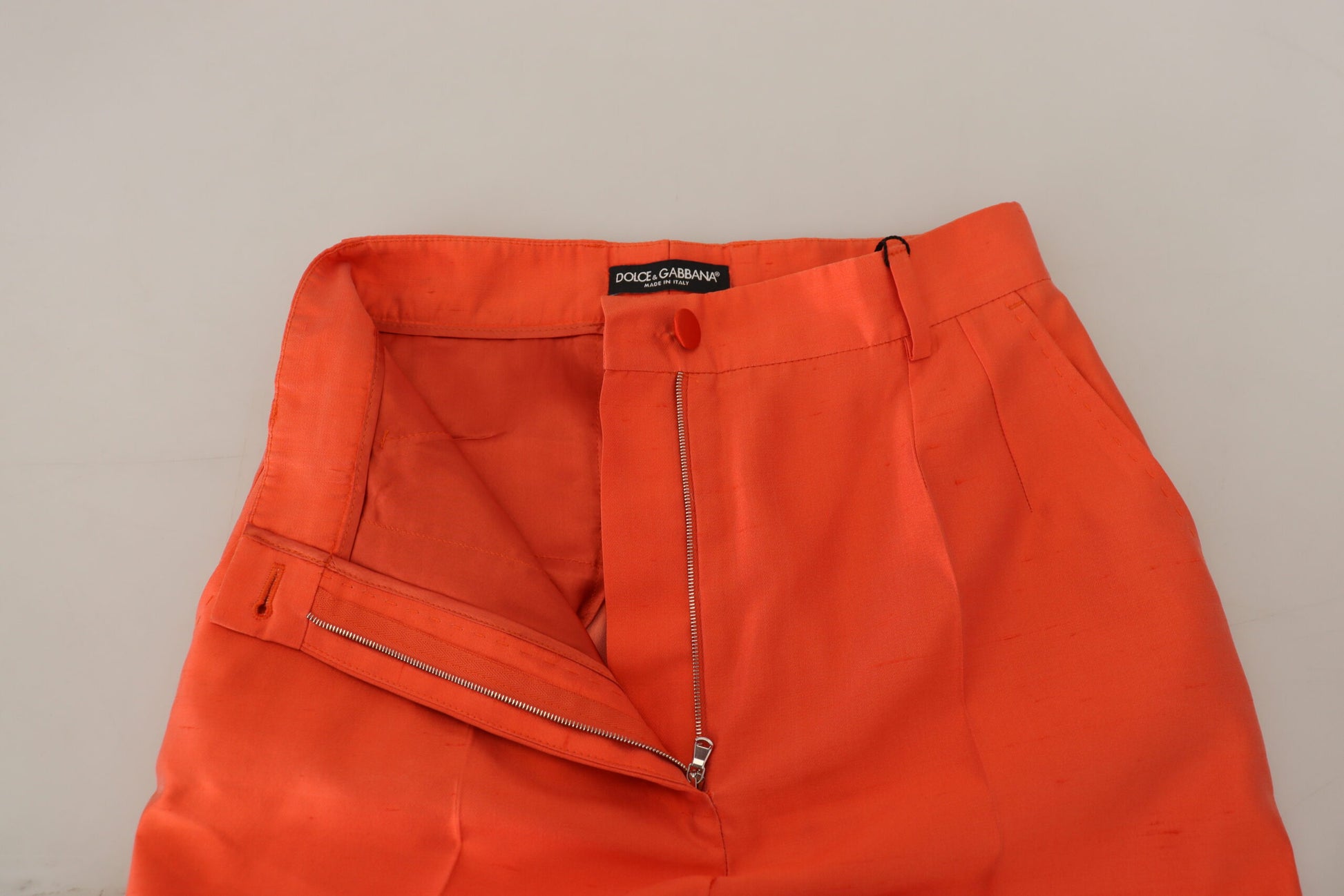 Dolce & Gabbana Orange Silk High Waist Cropped Pants - Whispers Of Wisdom Clothing