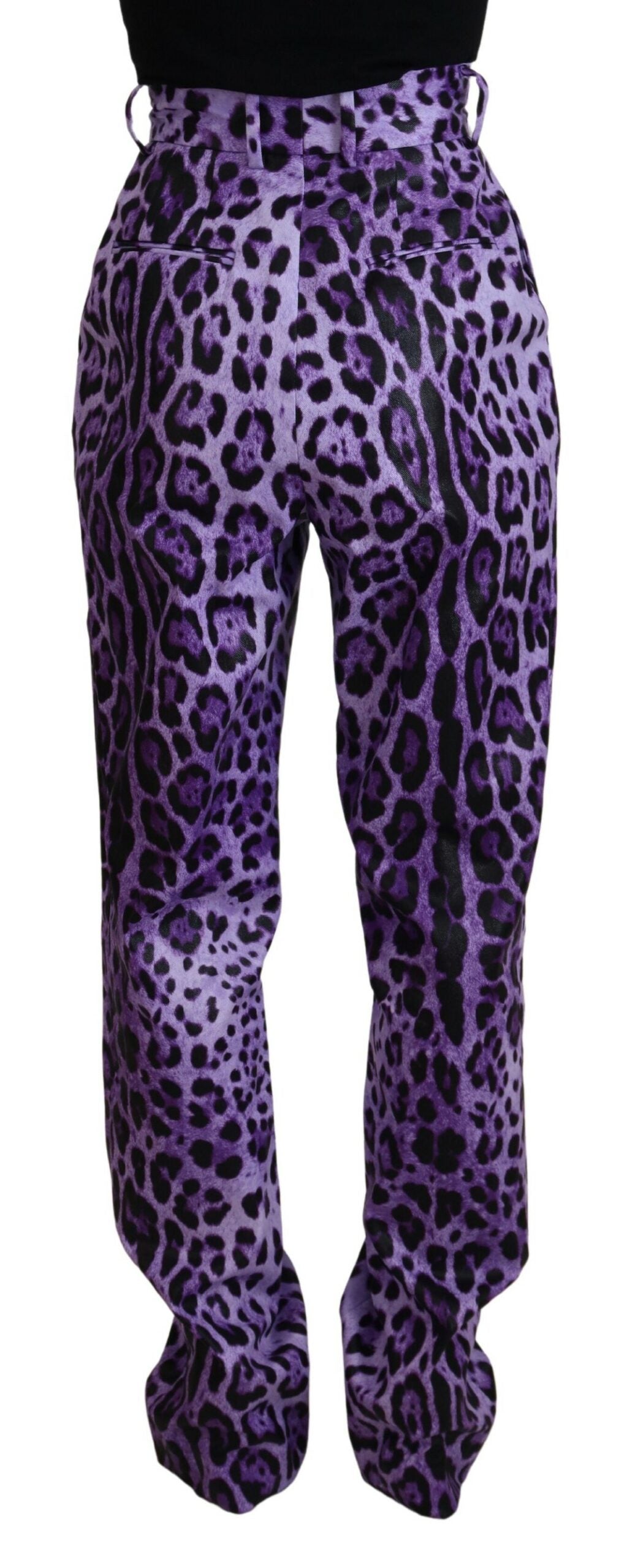 Dolce & Gabbana Purple Leopard Print High Waist Pants - Whispers Of Wisdom Clothing