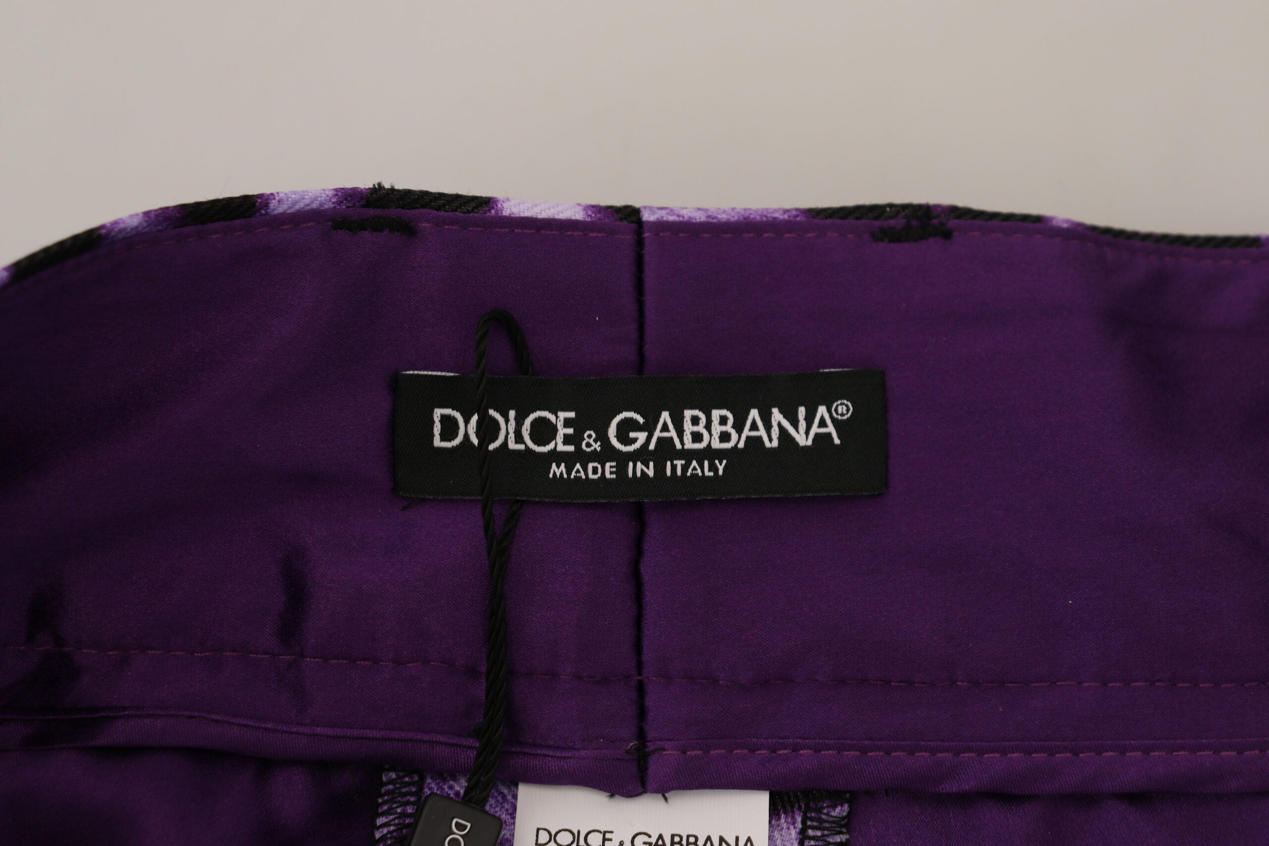 Dolce & Gabbana Purple Leopard Print High Waist Pants - Whispers Of Wisdom Clothing