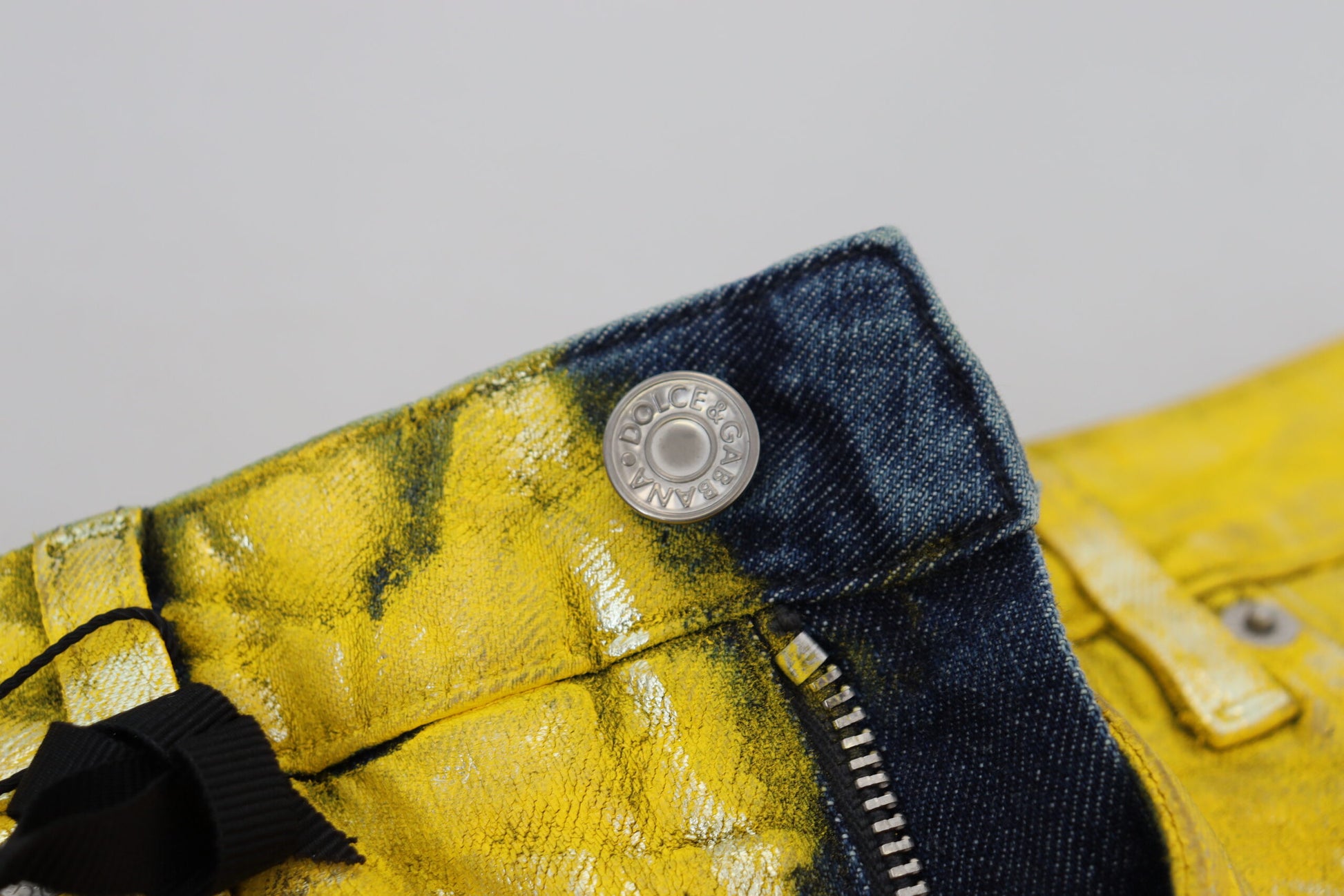 Dolce & Gabbana Yellow Leopard Cotton Straight Denim Jeans - Whispers Of Wisdom Clothing