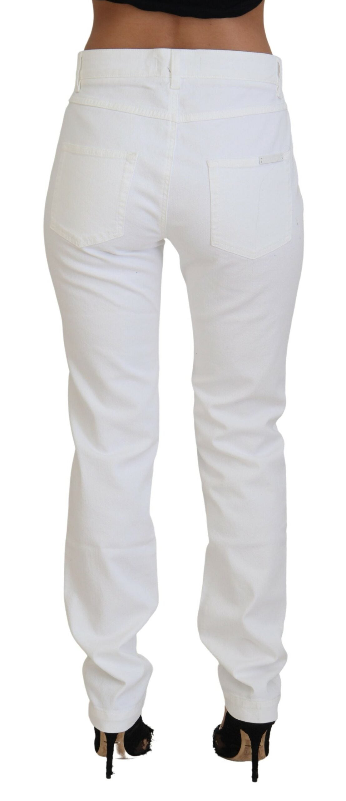Dolce & Gabbana White Floral Embroidery Skinny Denim Jeans - Whispers Of Wisdom Clothing