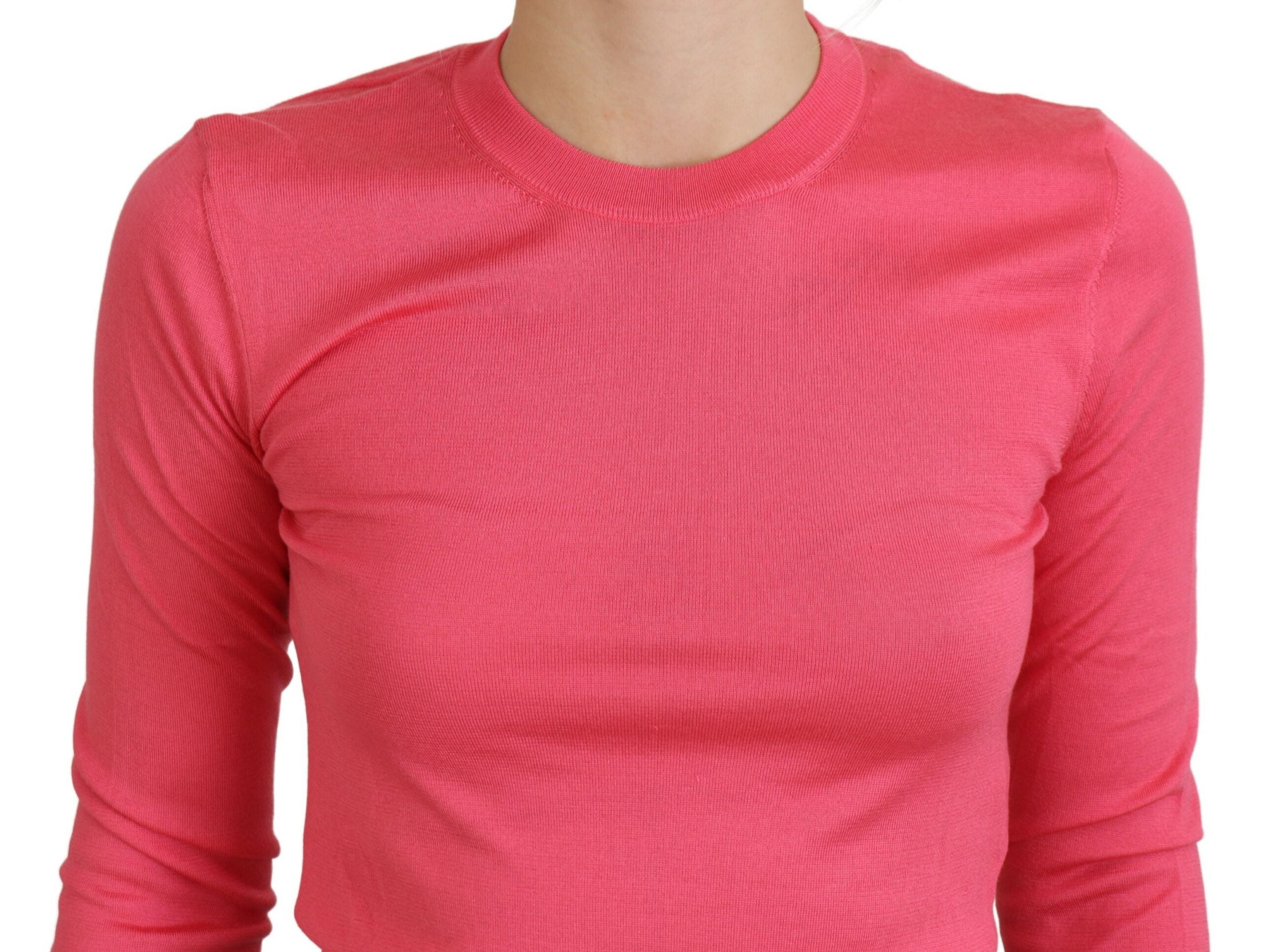 Dolce & Gabbana Pink Silk Cropped Crewneck Pullover Sweater - Whispers Of Wisdom Clothing