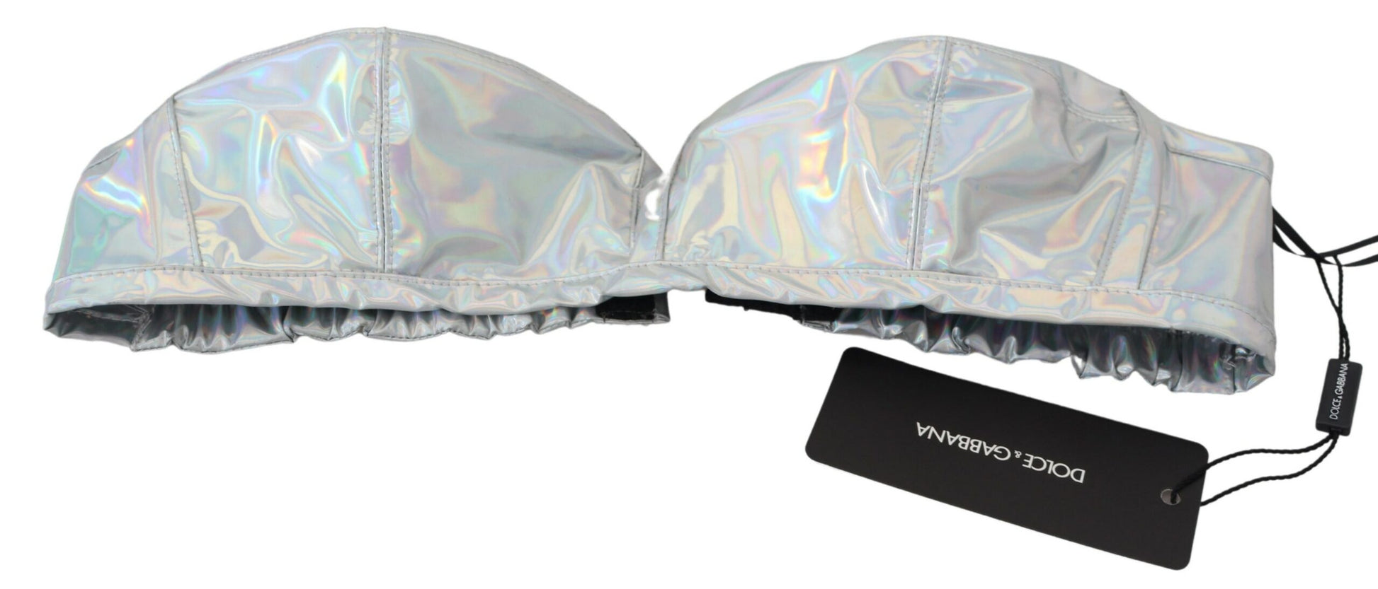 Dolce & Gabbana Silver Holographic Effect Bustier Brassiere Top - Whispers Of Wisdom Clothing