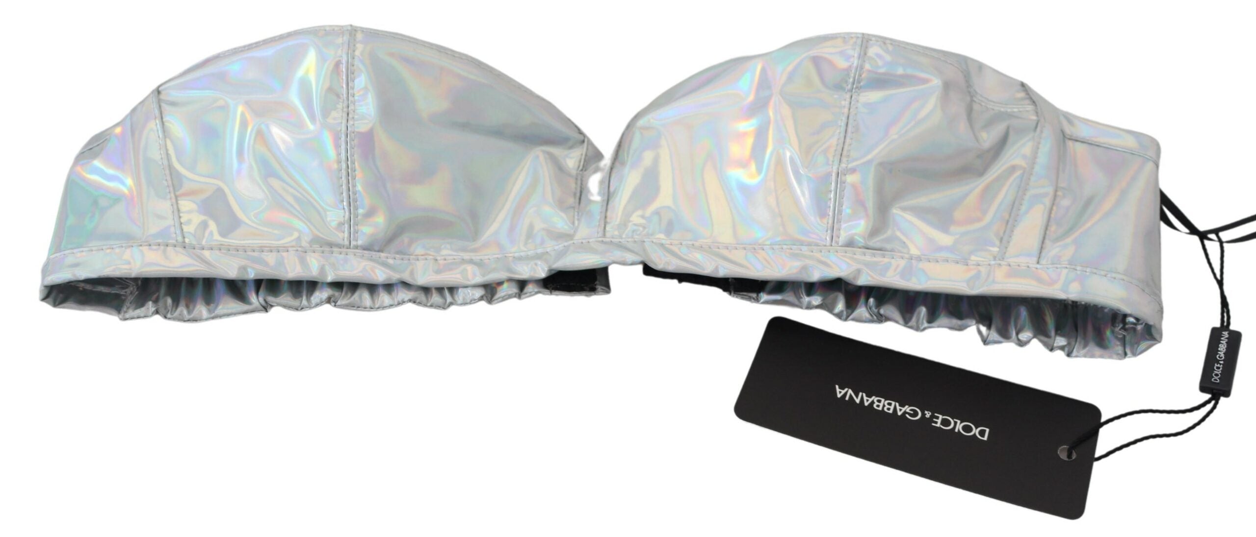 Dolce & Gabbana Silver Holographic Effect Bustier Brassiere Top - Whispers Of Wisdom Clothing
