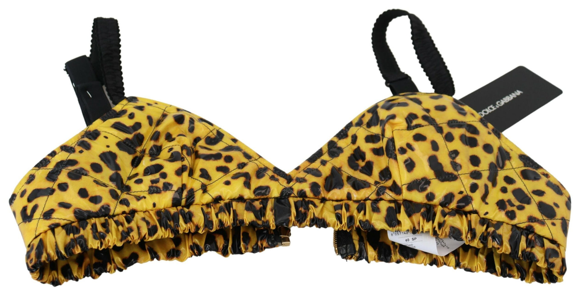 Dolce & Gabbana Yellow Leopard Cropped Bustier Corset Bra Top - Whispers Of Wisdom Clothing