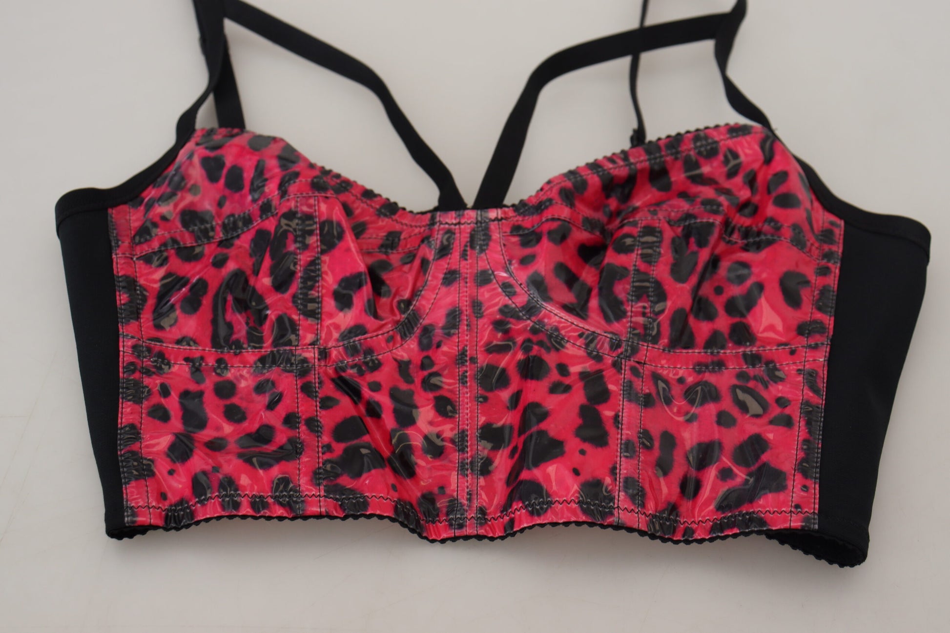 Dolce & Gabbana Pink Leopard Print Cropped Bustier Corset Top - Whispers Of Wisdom Clothing