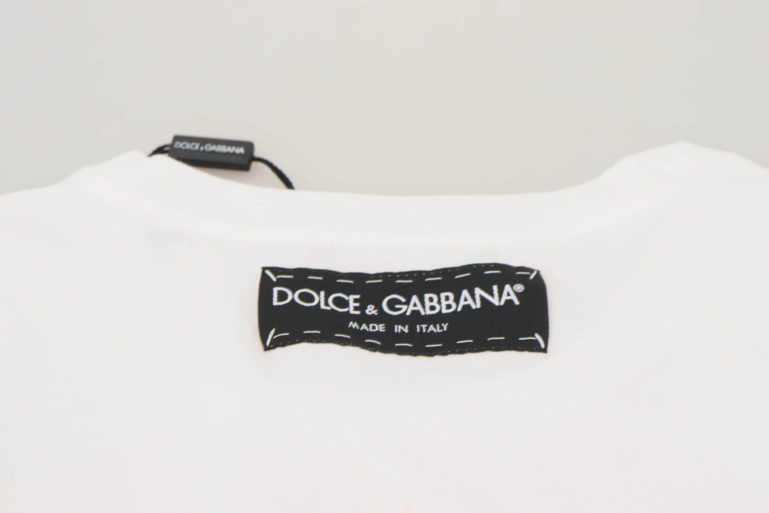 Dolce & Gabbana T-shirt Top White Textured Short Sleeve - Whispers Of Wisdom Clothing