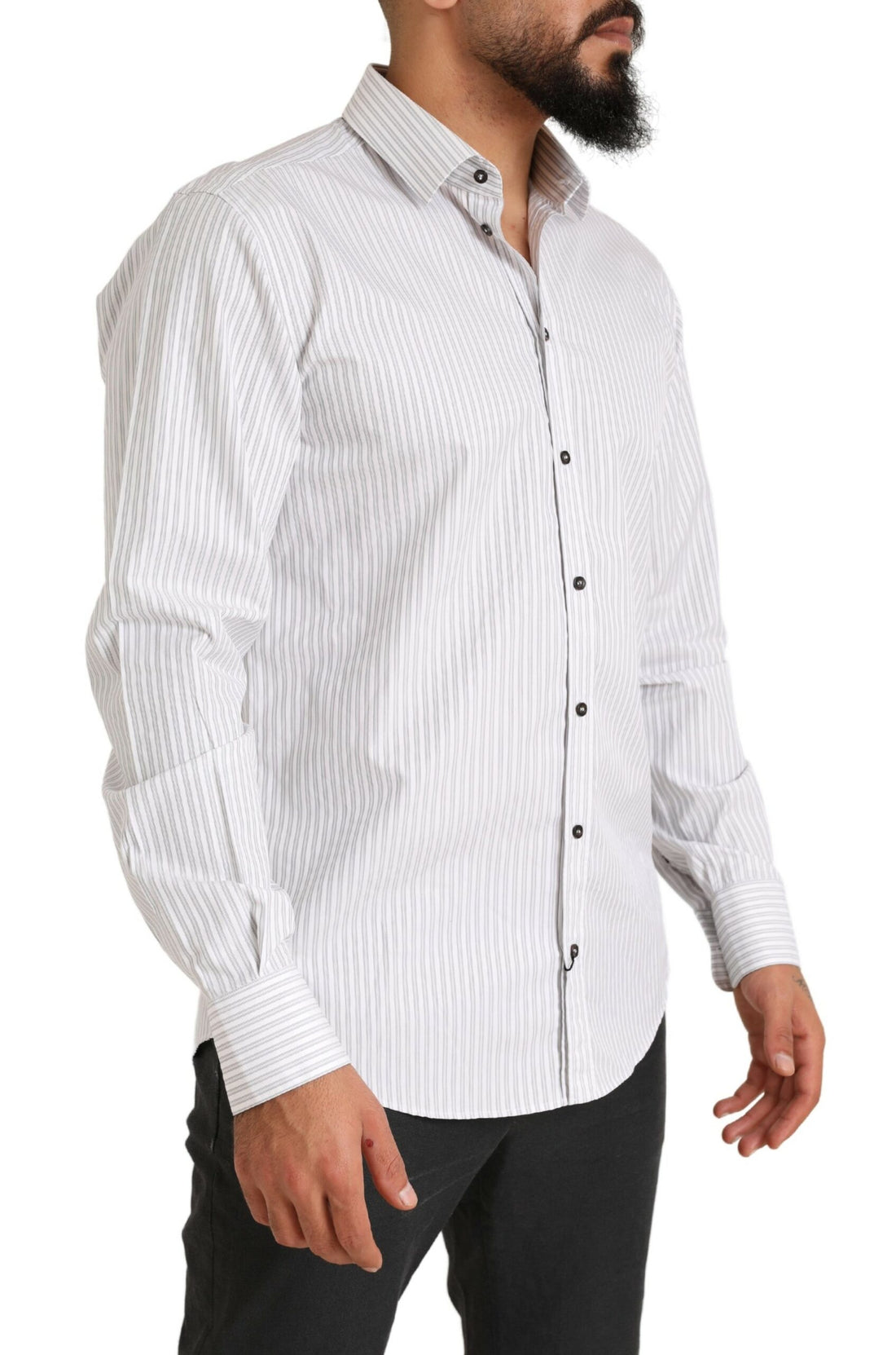 Dolce & Gabbana White MARTINI Cotton Stripe Dress Formal Shirt - Whispers Of Wisdom Clothing