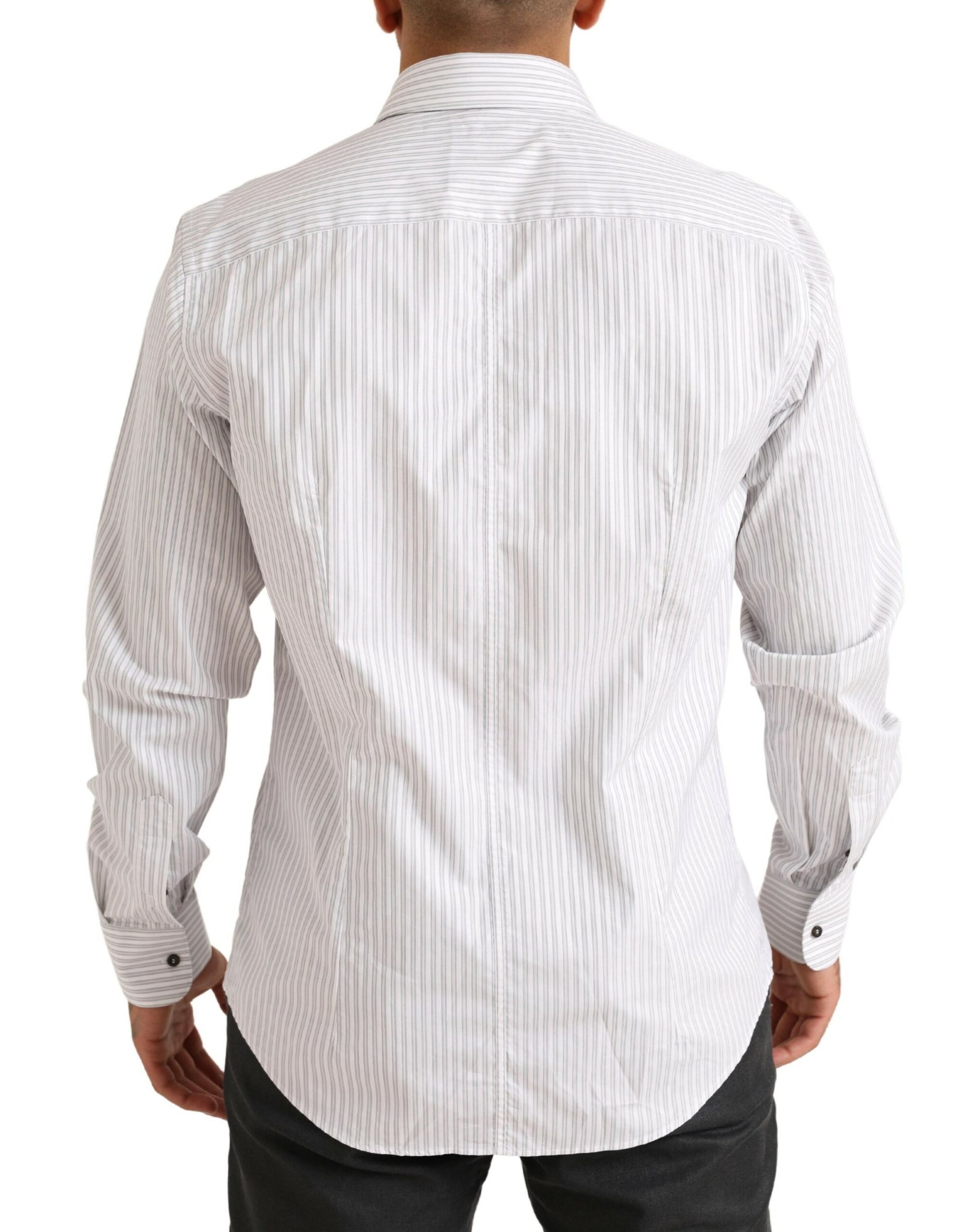 Dolce & Gabbana White MARTINI Cotton Stripe Dress Formal Shirt - Whispers Of Wisdom Clothing