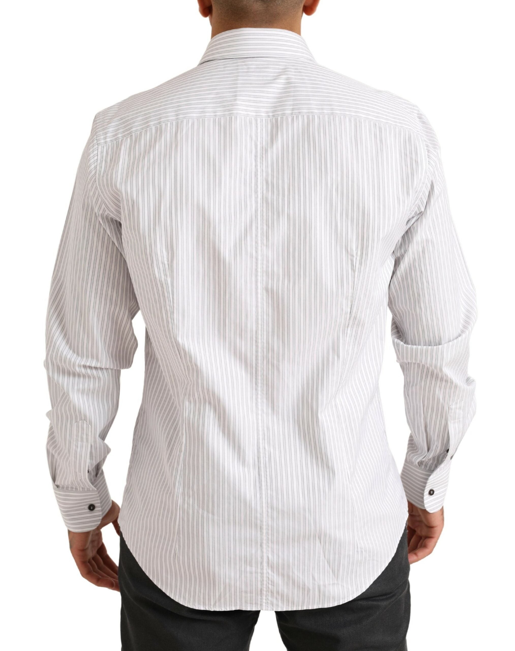 Dolce & Gabbana White MARTINI Cotton Stripe Dress Formal Shirt - Whispers Of Wisdom Clothing