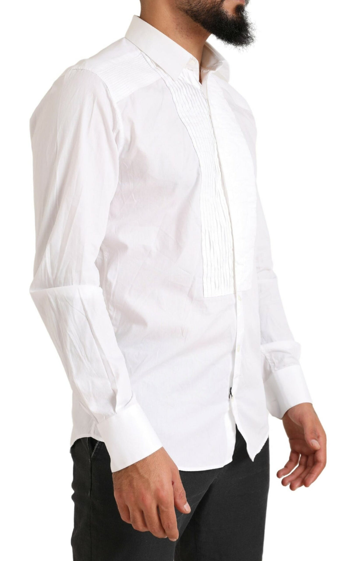 Dolce & Gabbana White GOLD Formal Cotton Tuxedo Dress Shirt - Whispers Of Wisdom Clothing