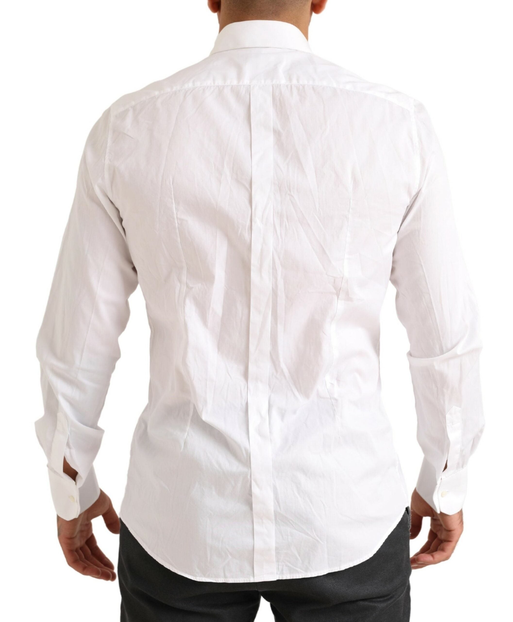 Dolce & Gabbana White GOLD Formal Cotton Tuxedo Dress Shirt - Whispers Of Wisdom Clothing